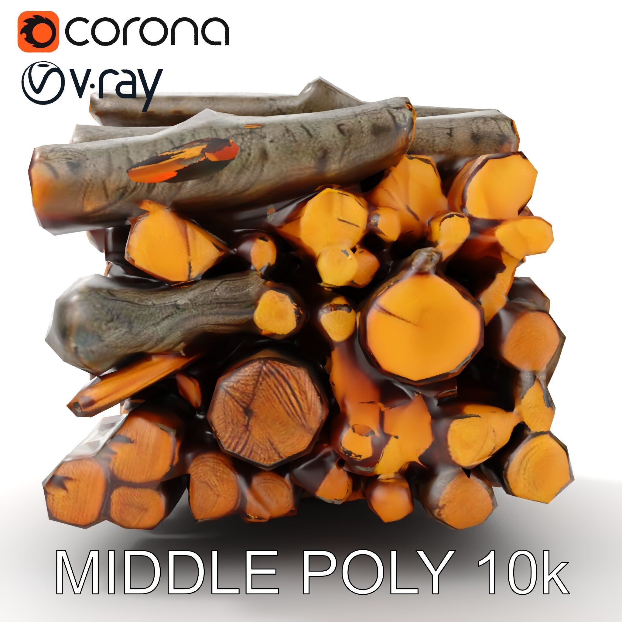 Firewood Stack model pack for D rendering and games Low-poly 3D model_8