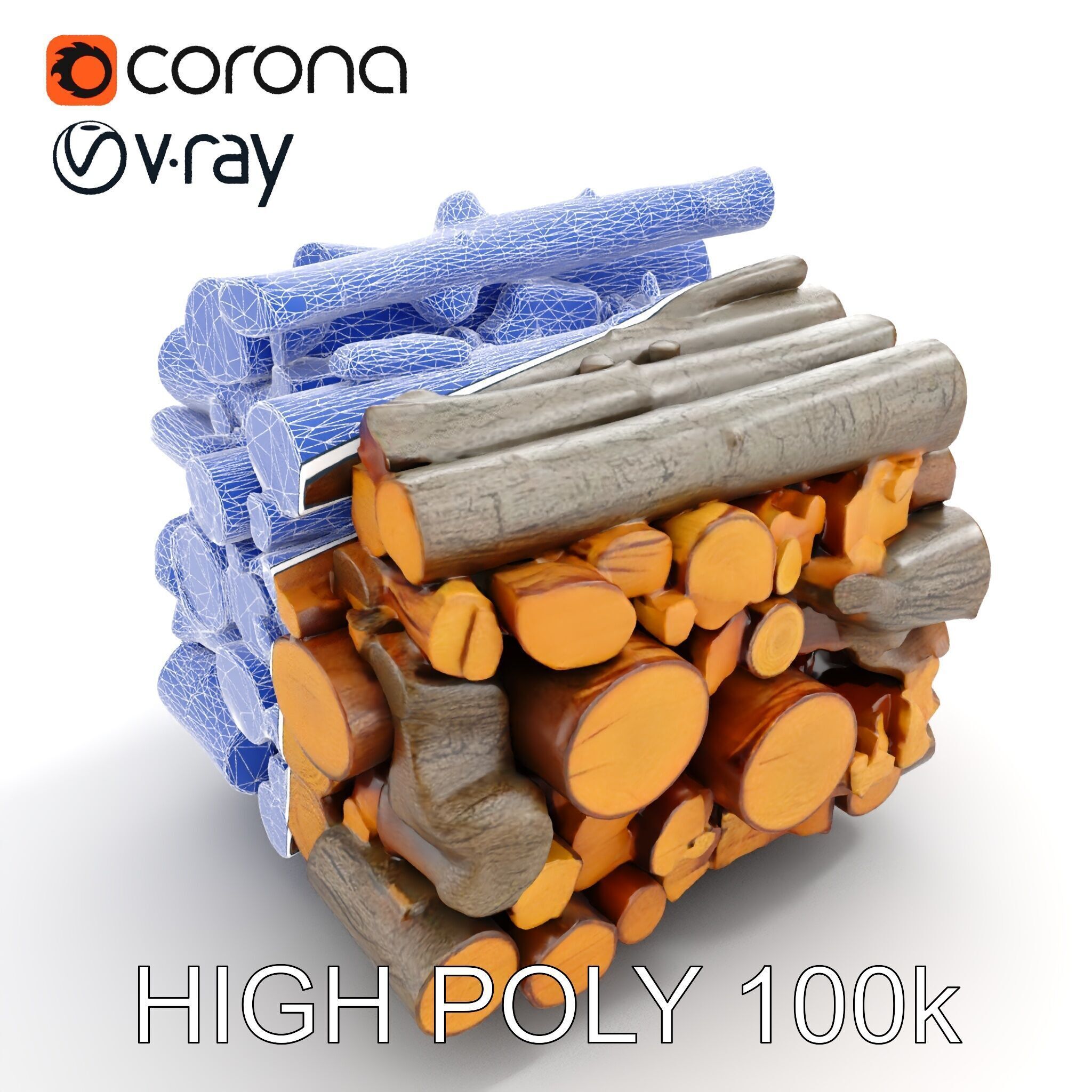 Firewood Stack model pack for D rendering and games Low-poly 3D model_26