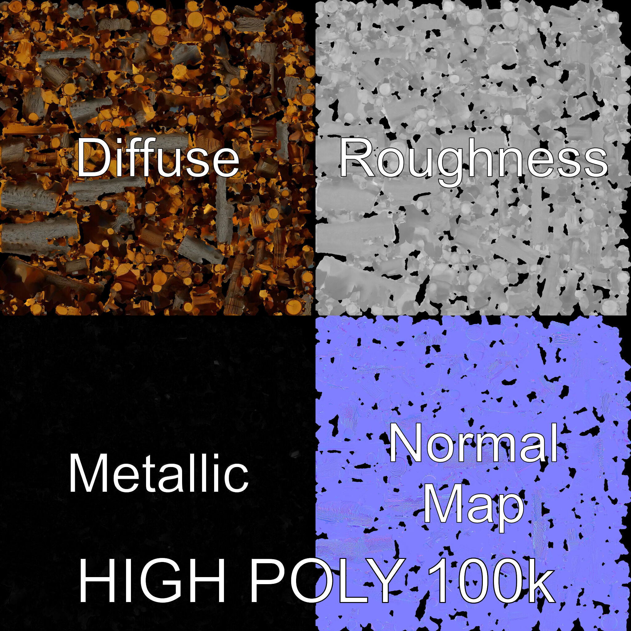 Firewood Stack model pack for D rendering and games Low-poly 3D model_3