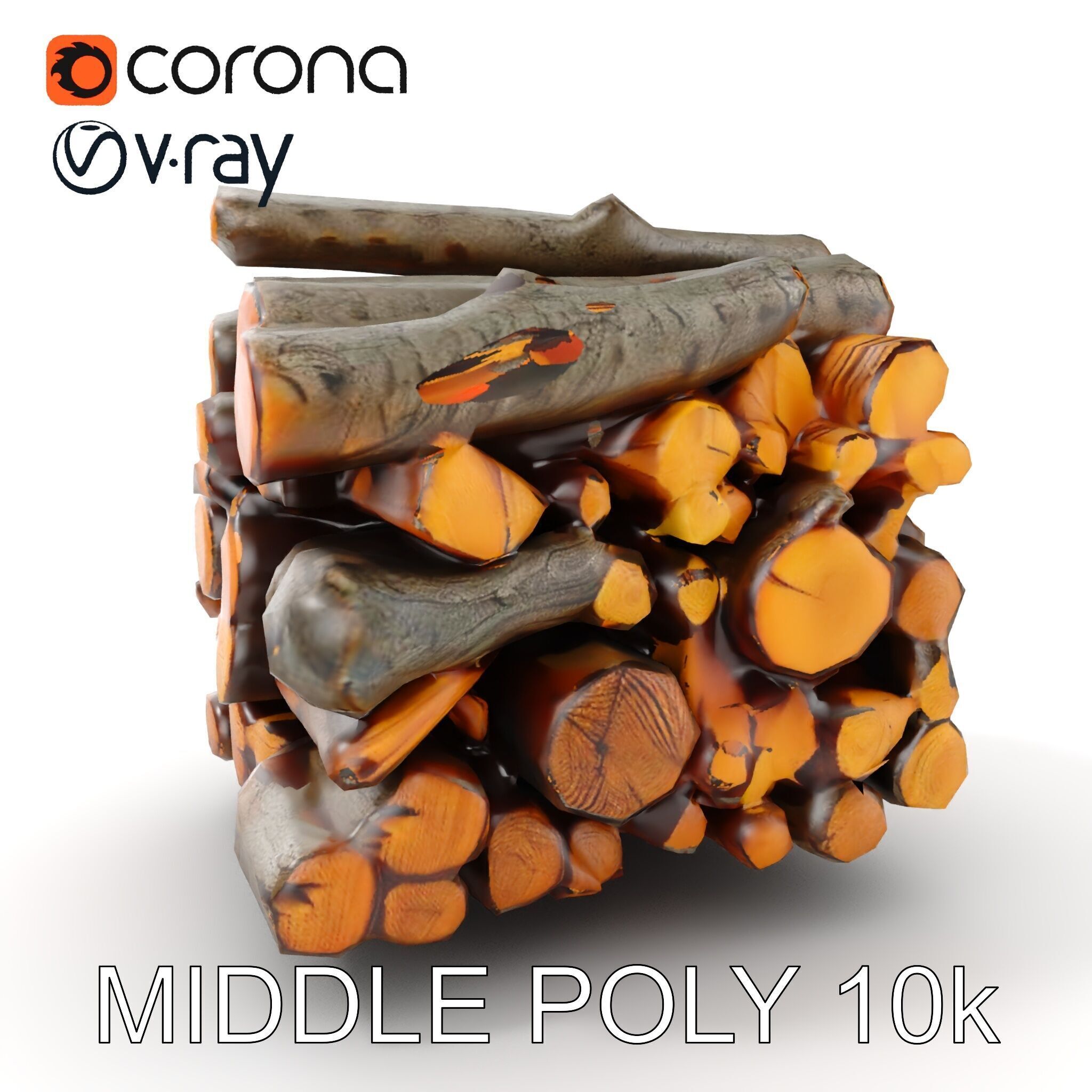 Firewood Stack model pack for D rendering and games Low-poly 3D model_13