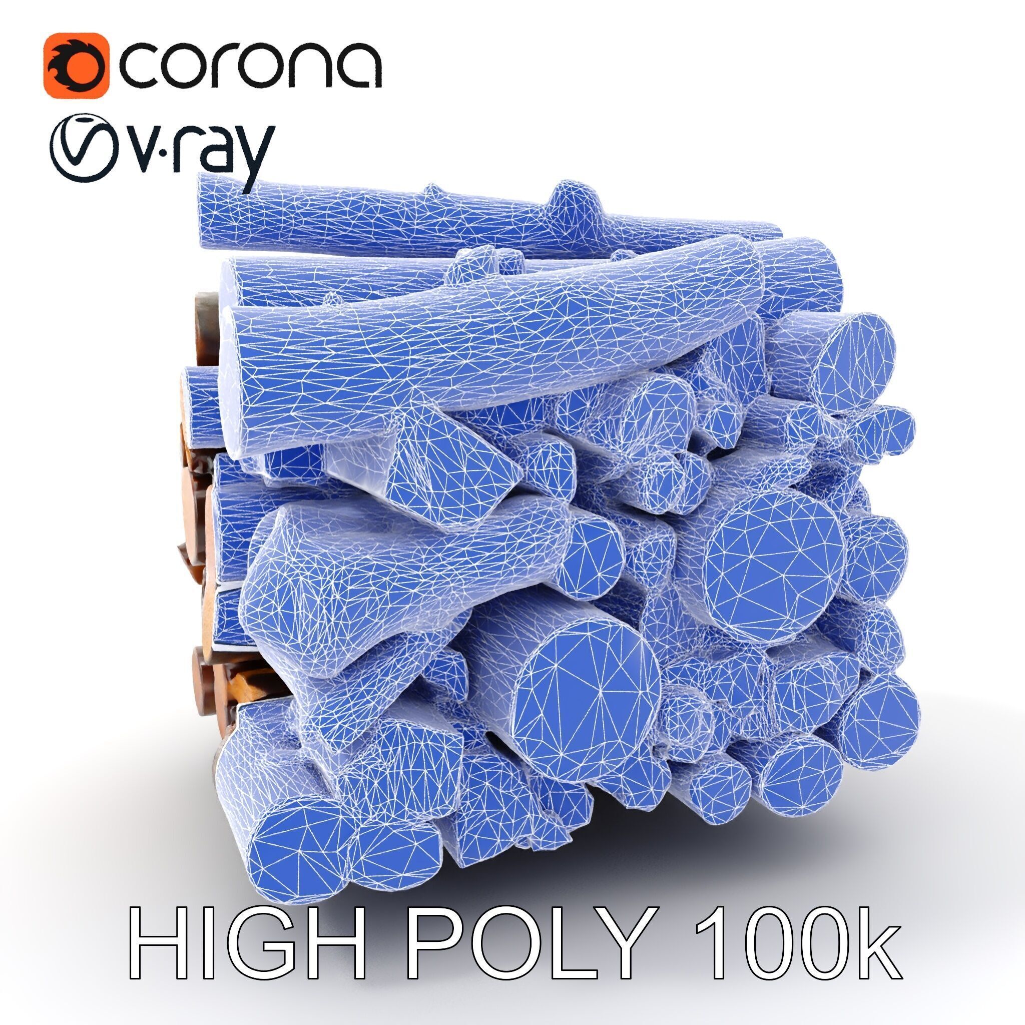 Firewood Stack model pack for D rendering and games Low-poly 3D model_19