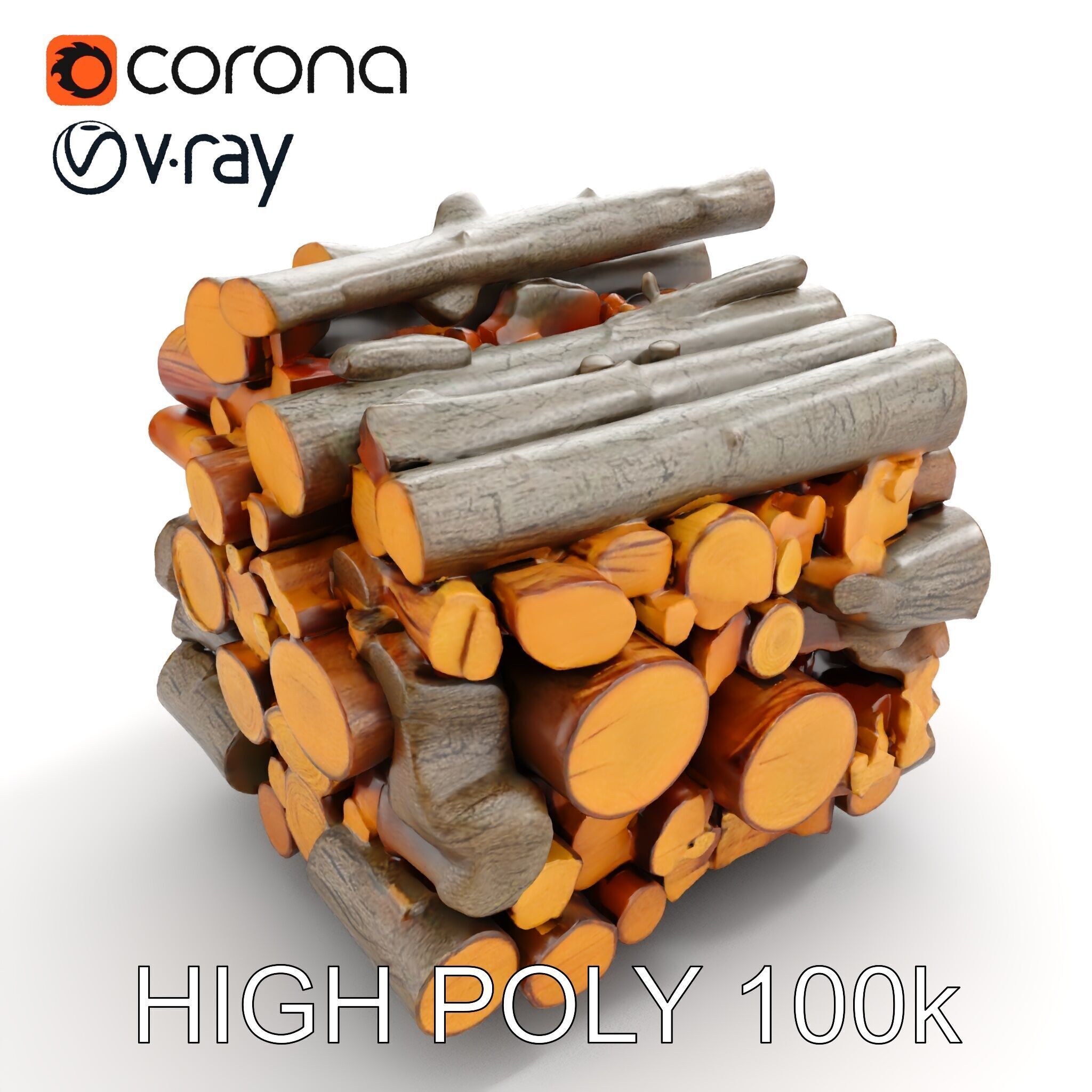 Firewood Stack model pack for D rendering and games Low-poly 3D model_14