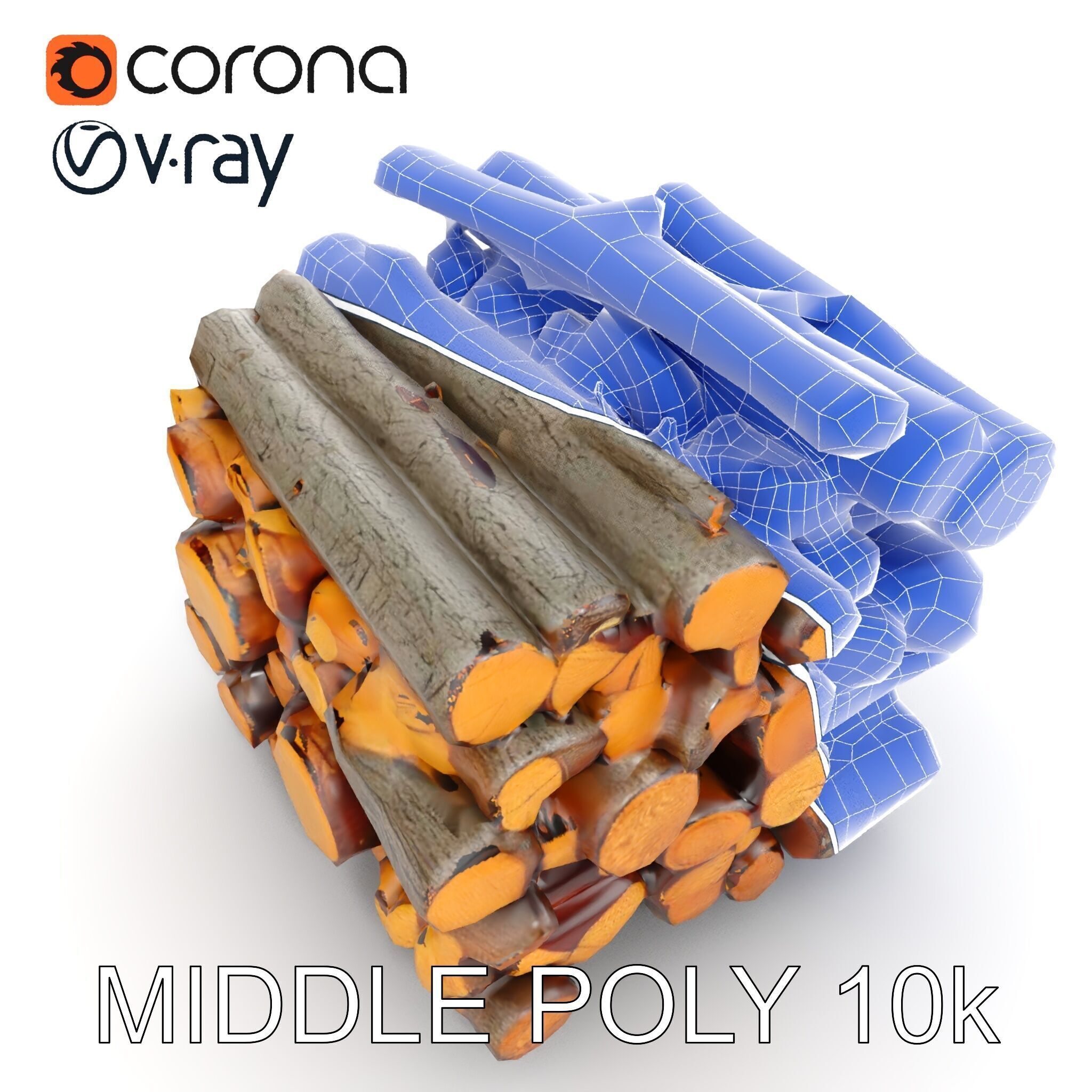 Firewood Stack model pack for D rendering and games Low-poly 3D model_30