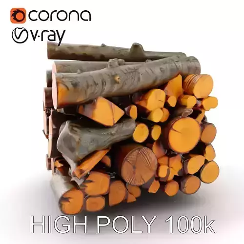 Firewood Stack model pack for D rendering and games Low-poly 3D model