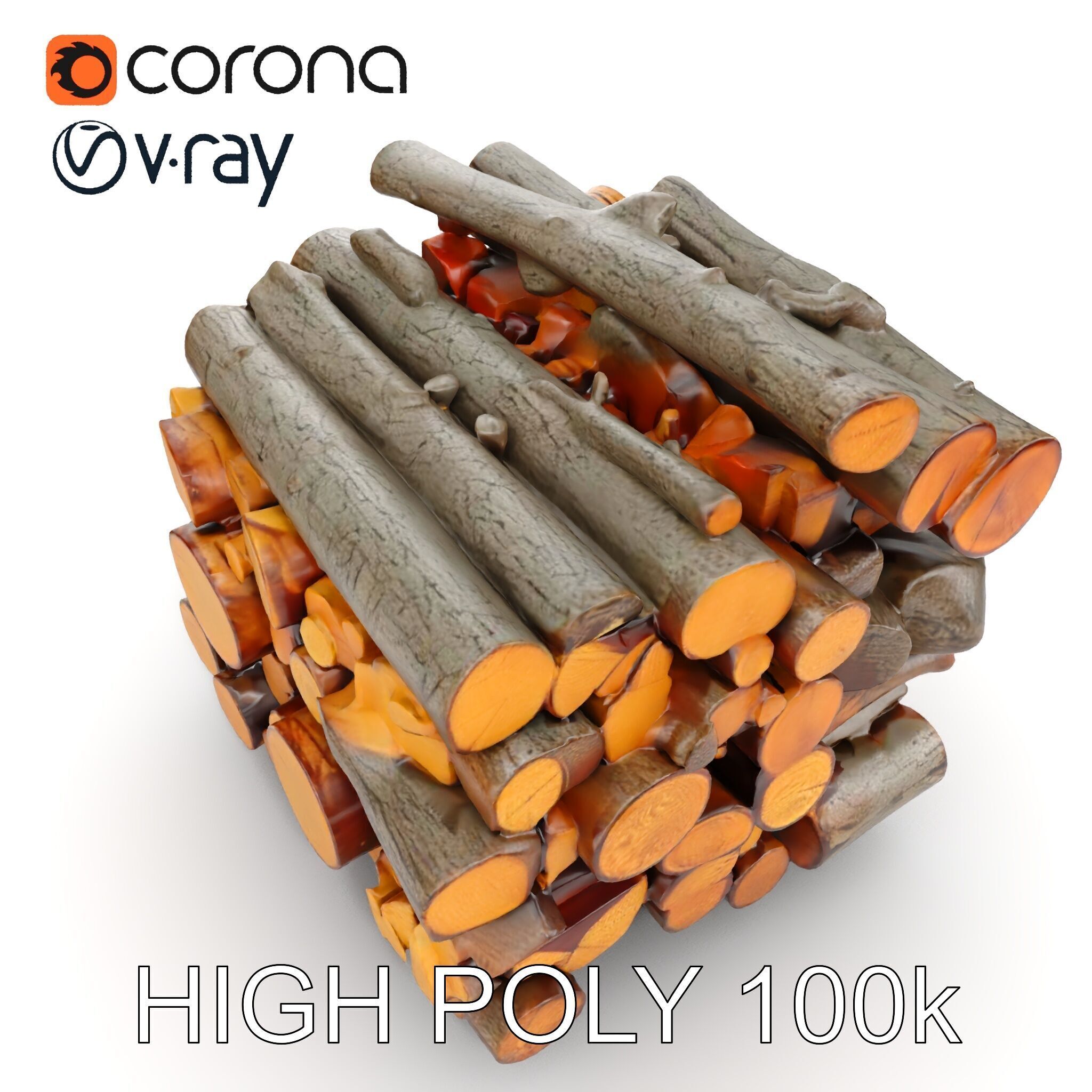 Firewood Stack model pack for D rendering and games Low-poly 3D model_20