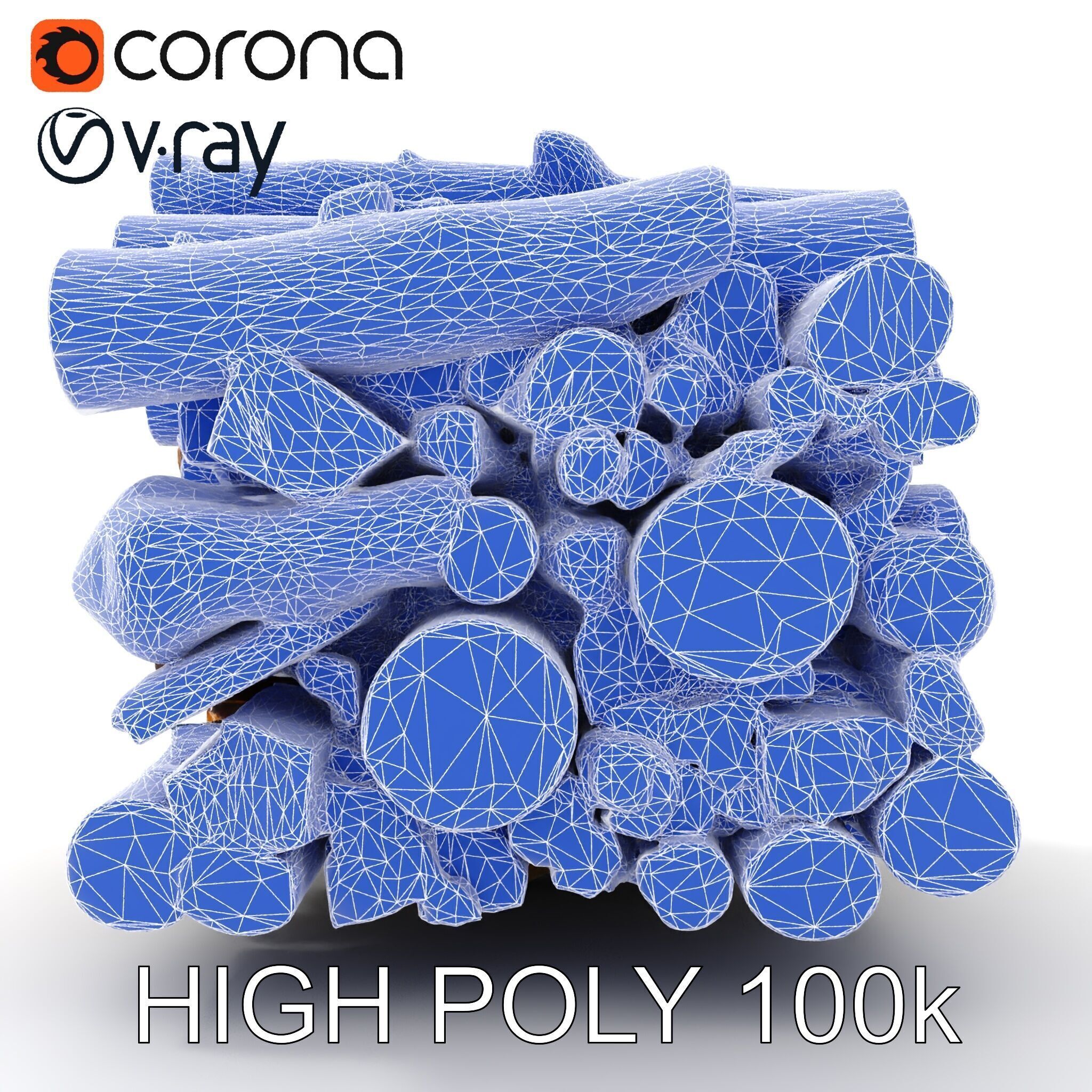 Firewood Stack model pack for D rendering and games Low-poly 3D model_25