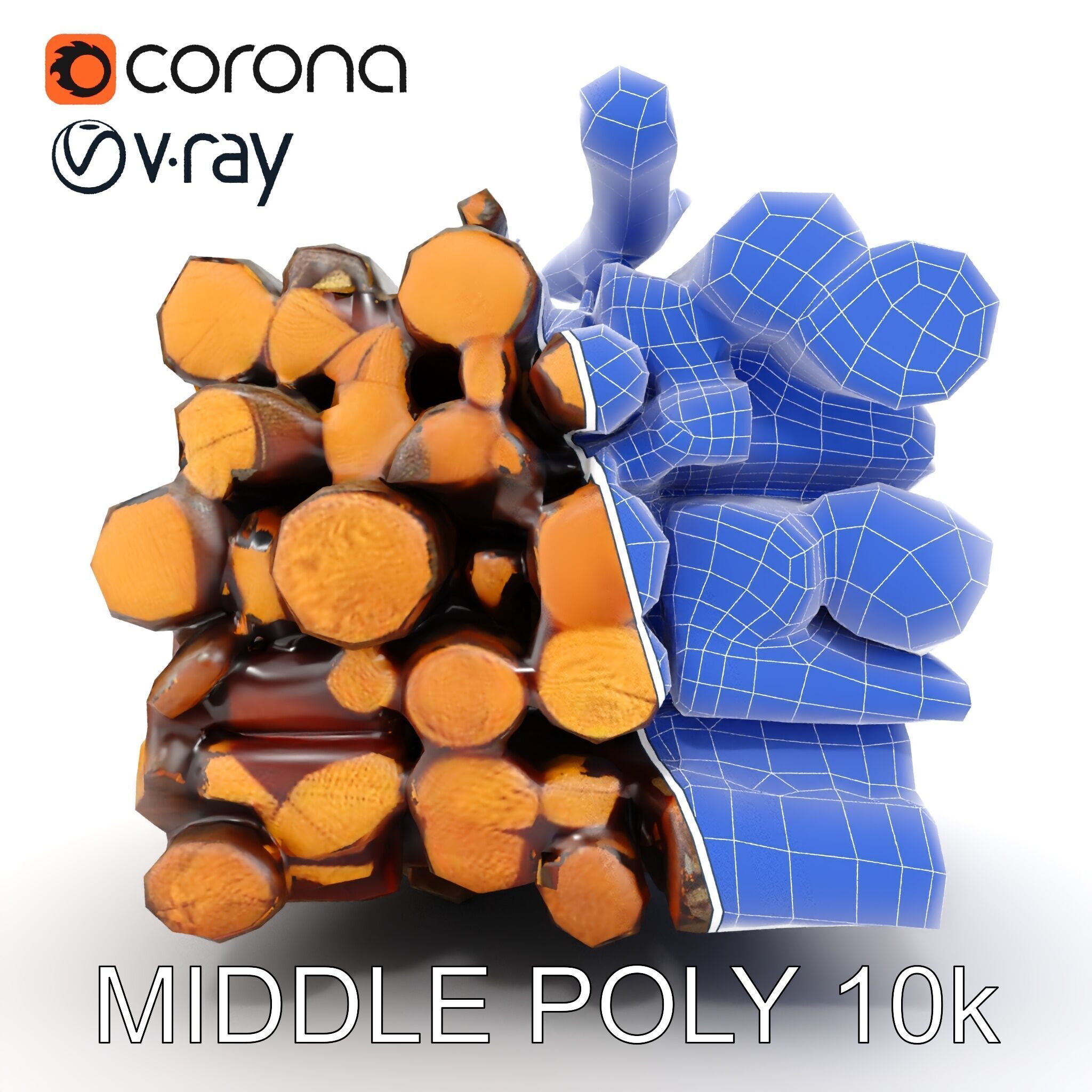 Firewood Stack model pack for D rendering and games Low-poly 3D model_24