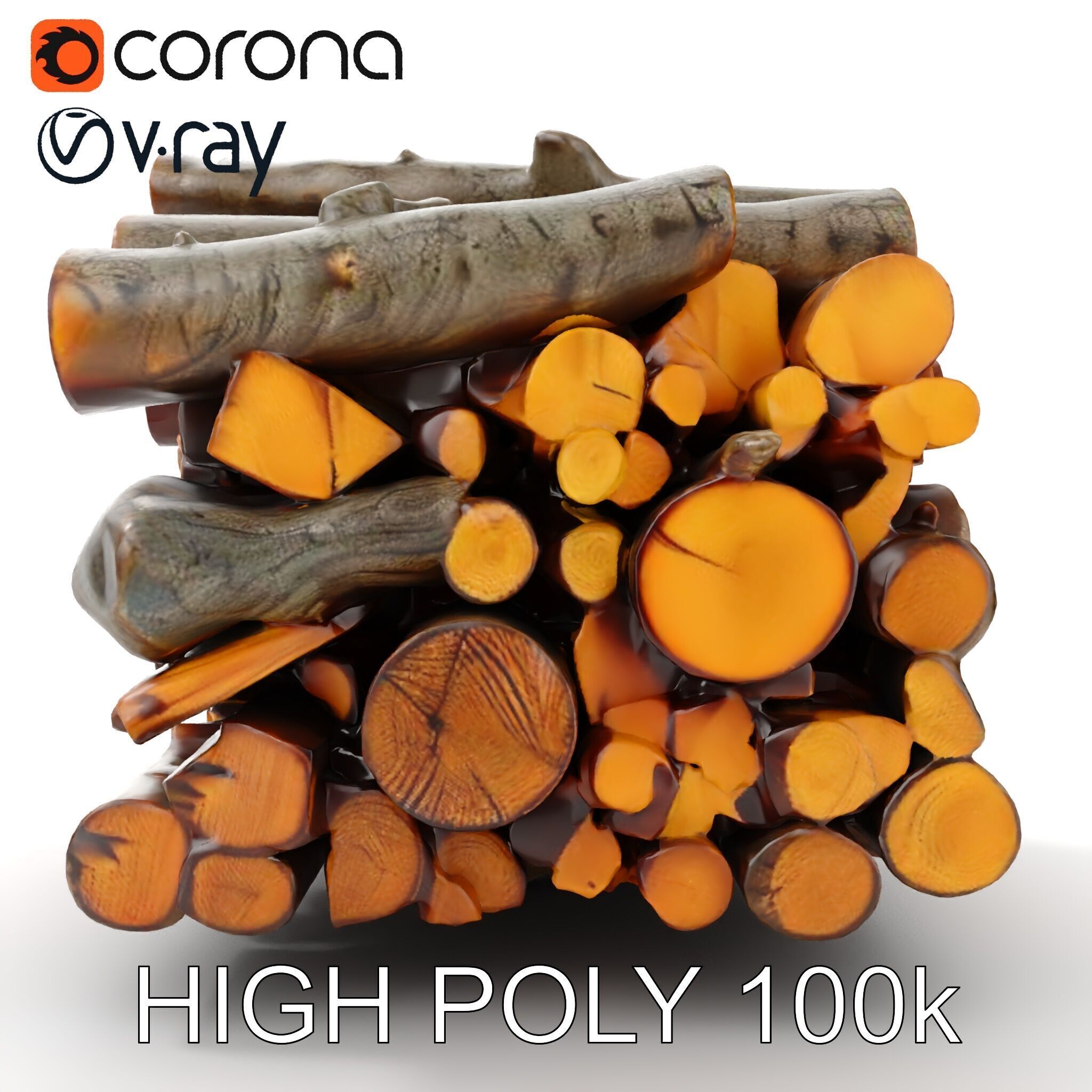 Firewood Stack model pack for D rendering and games Low-poly 3D model_16