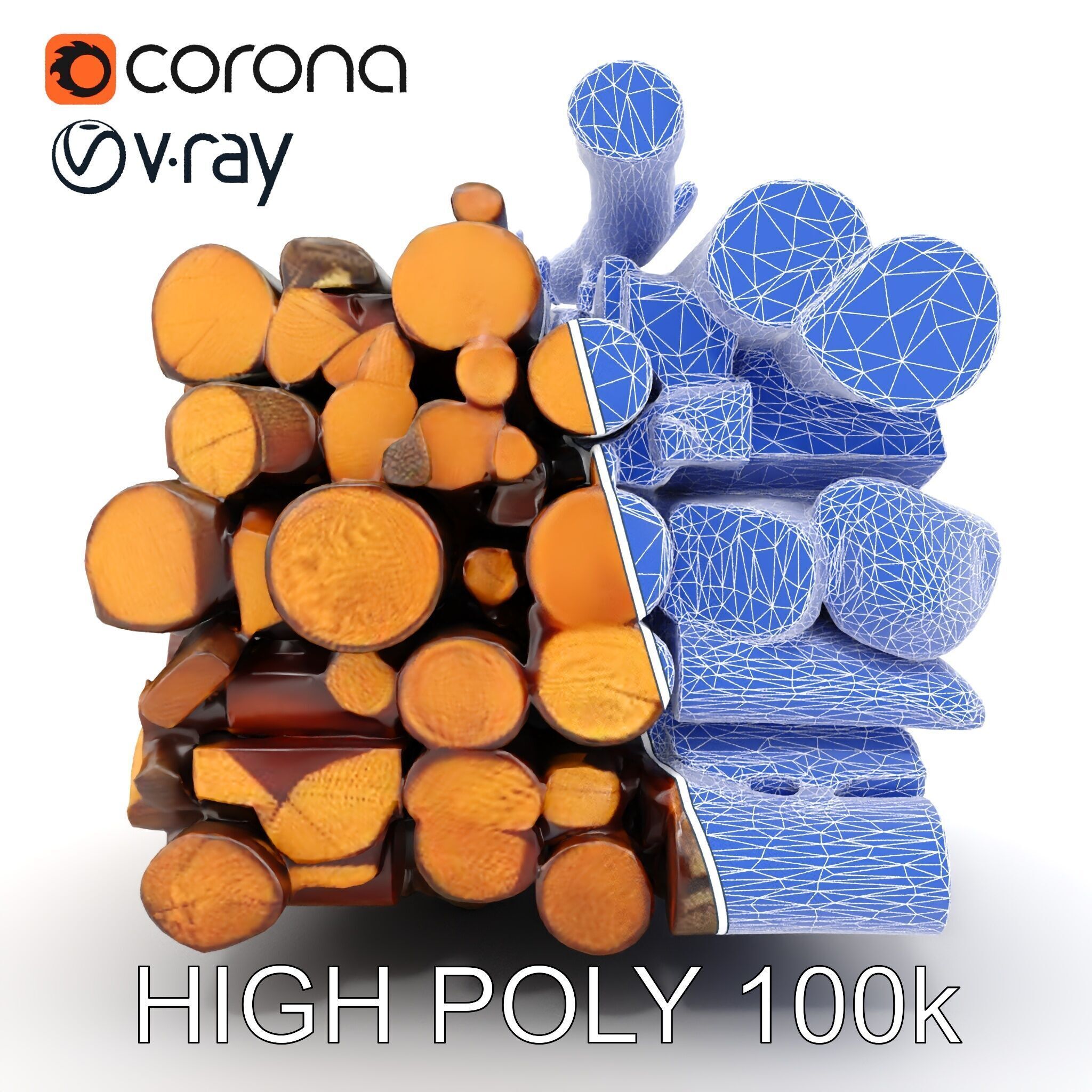 Firewood Stack model pack for D rendering and games Low-poly 3D model_31