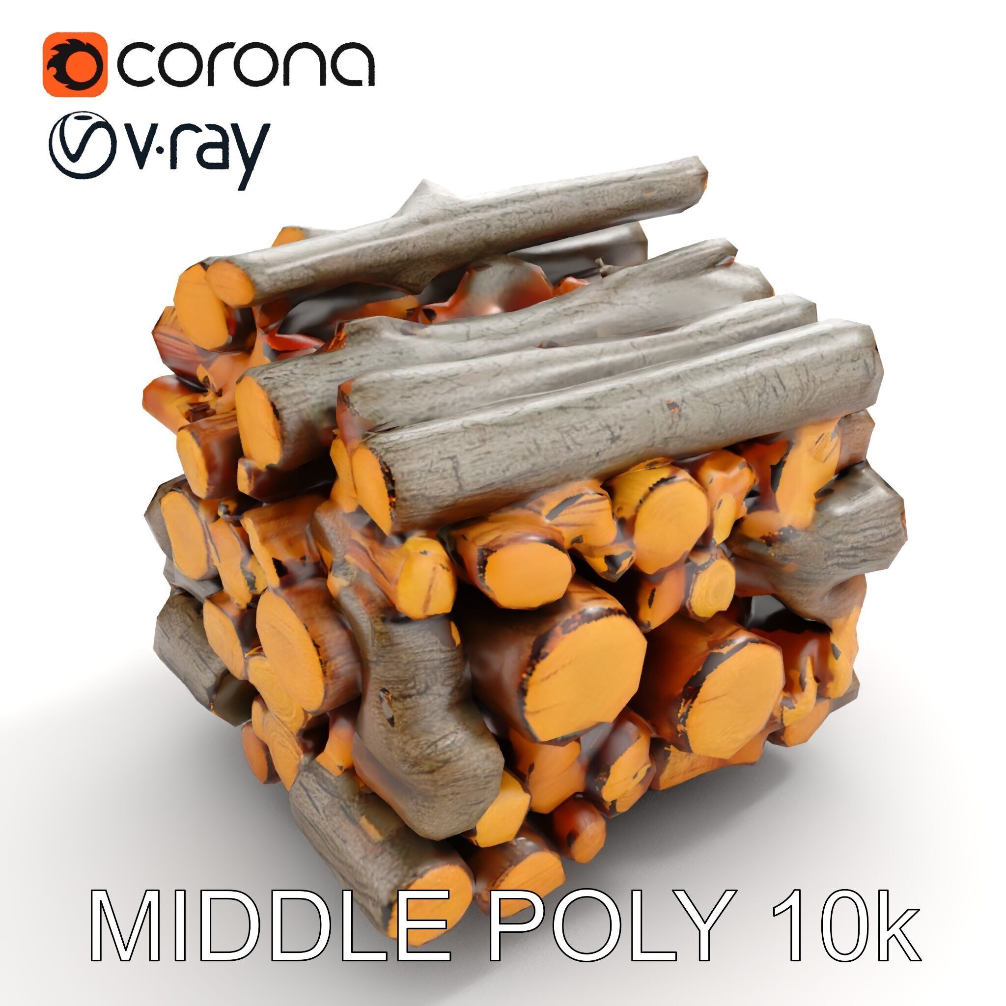 Firewood Stack model pack for D rendering and games Low-poly 3D model_10