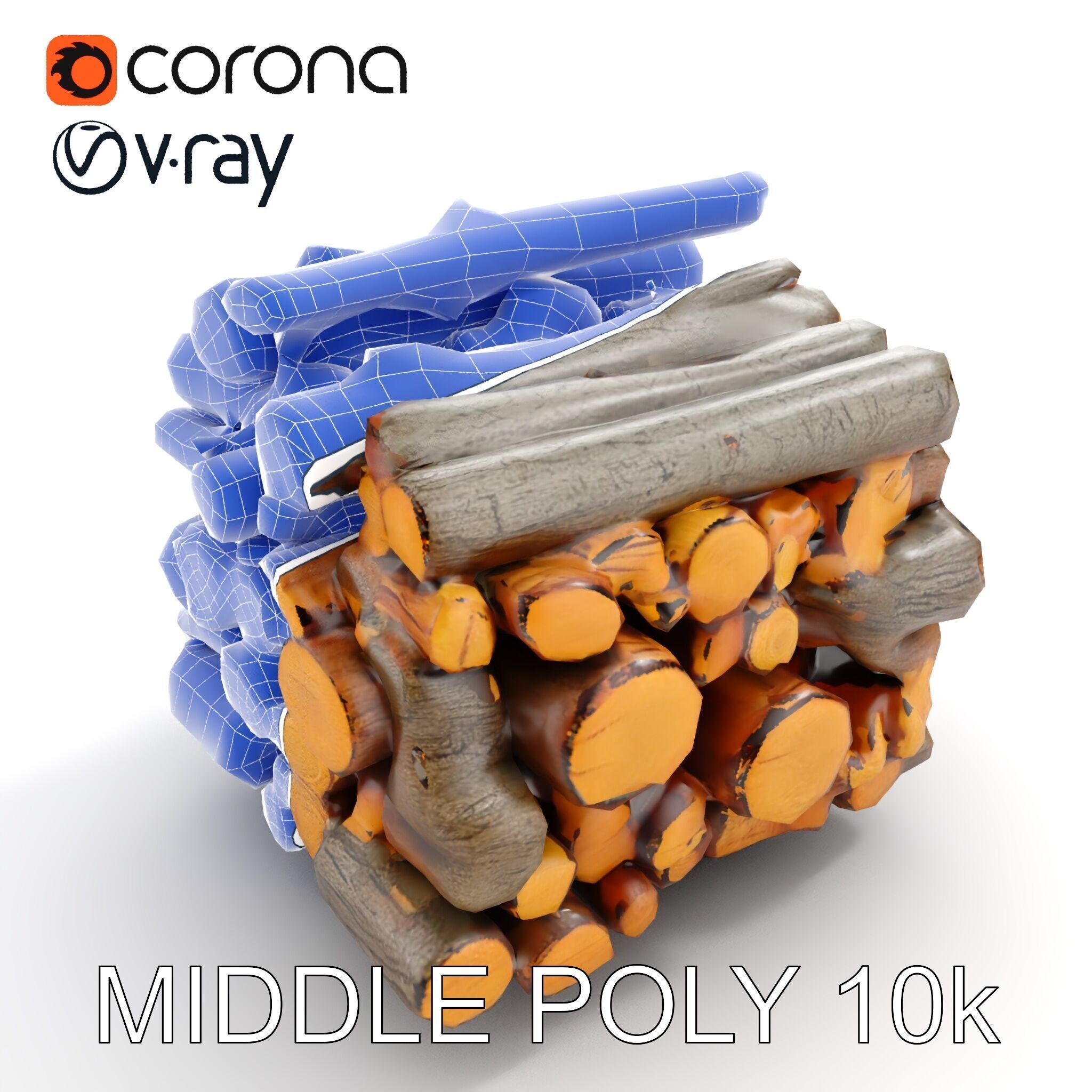 Firewood Stack model pack for D rendering and games Low-poly 3D model_27