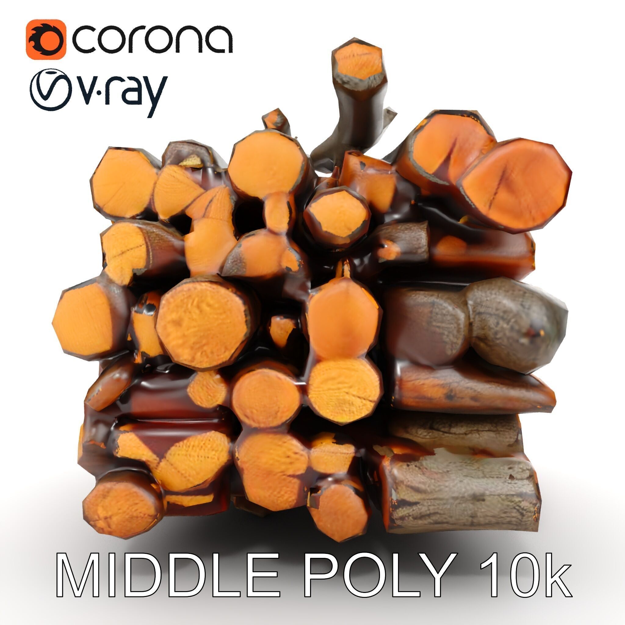 Firewood Stack model pack for D rendering and games Low-poly 3D model_15