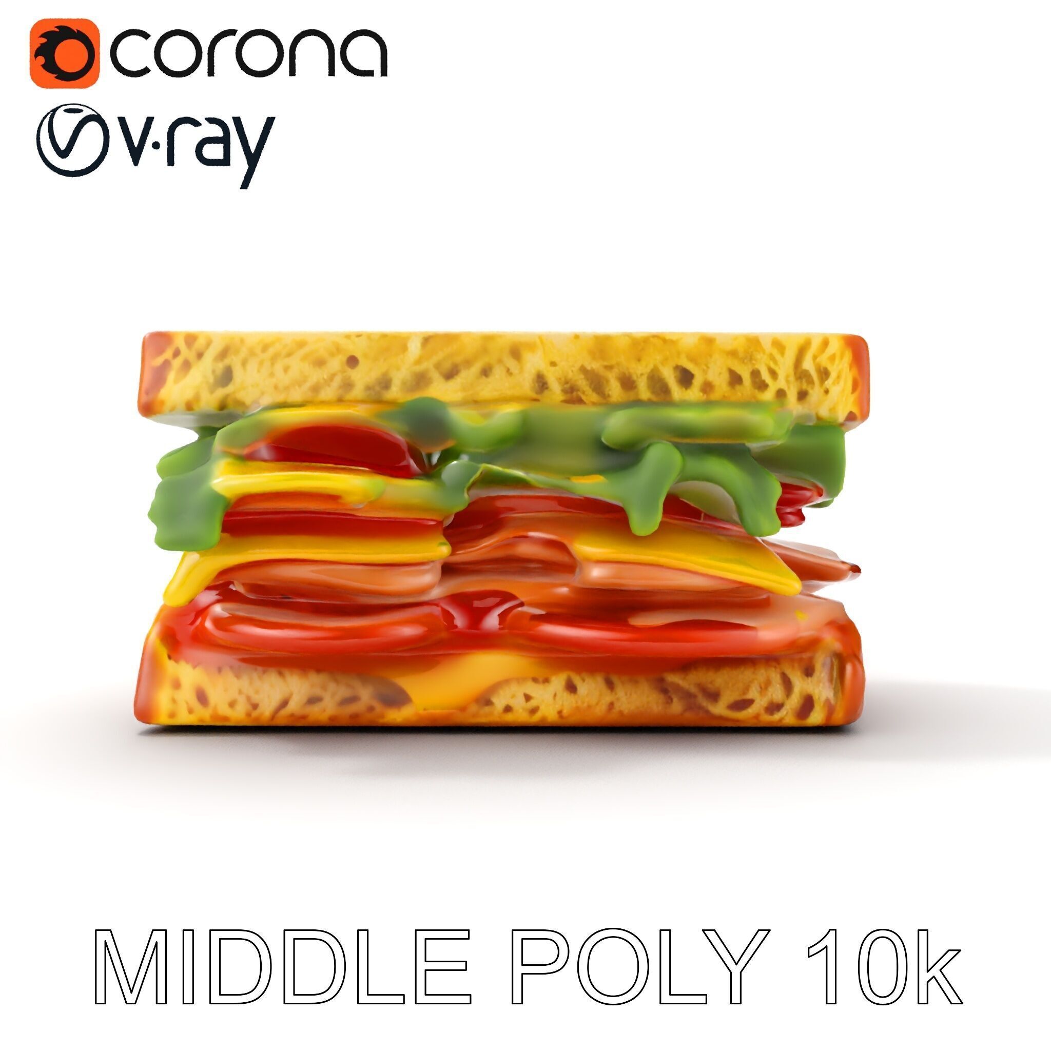 Realistic Sandwich Model Pack for D Rendering and Games Low-poly 3D model_10