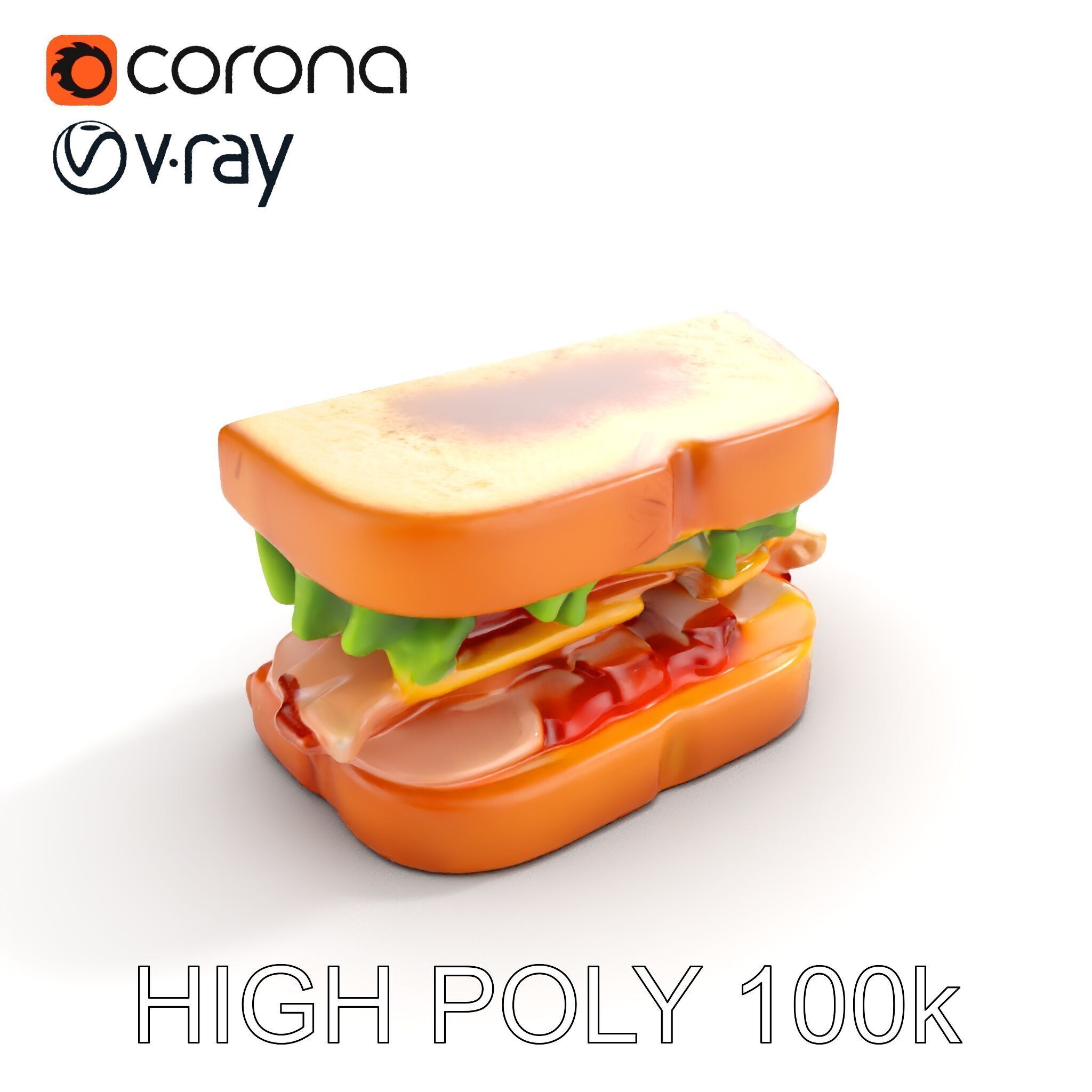 Realistic Sandwich Model Pack for D Rendering and Games Low-poly 3D model_12