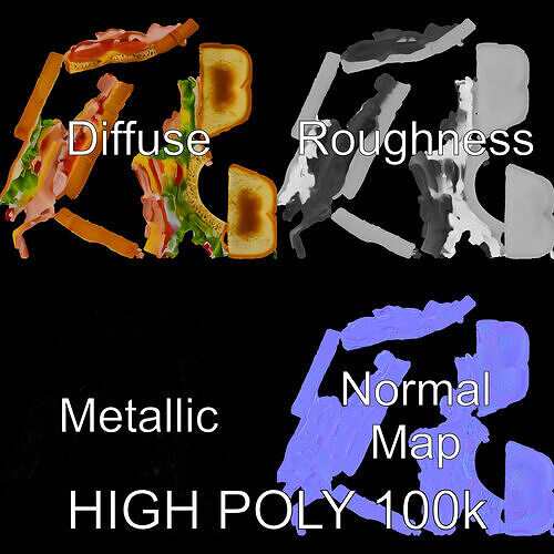 Realistic Sandwich Model Pack for D Rendering and Games Low-poly 3D model 3