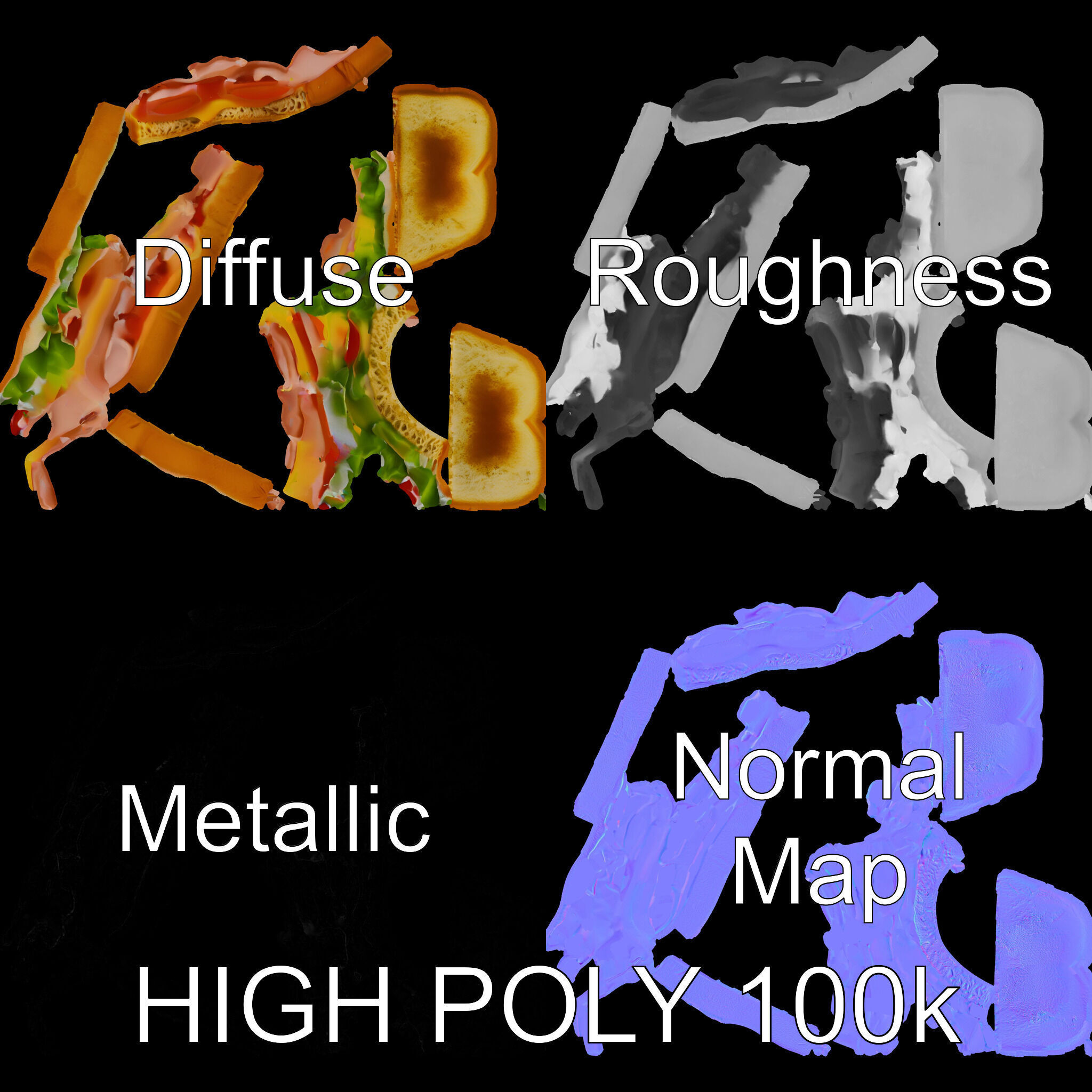 Realistic Sandwich Model Pack for D Rendering and Games Low-poly 3D model_3