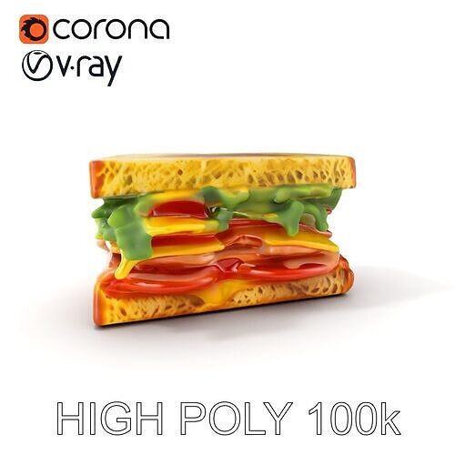 Realistic Sandwich Model Pack for D Rendering and Games Low-poly 3D model