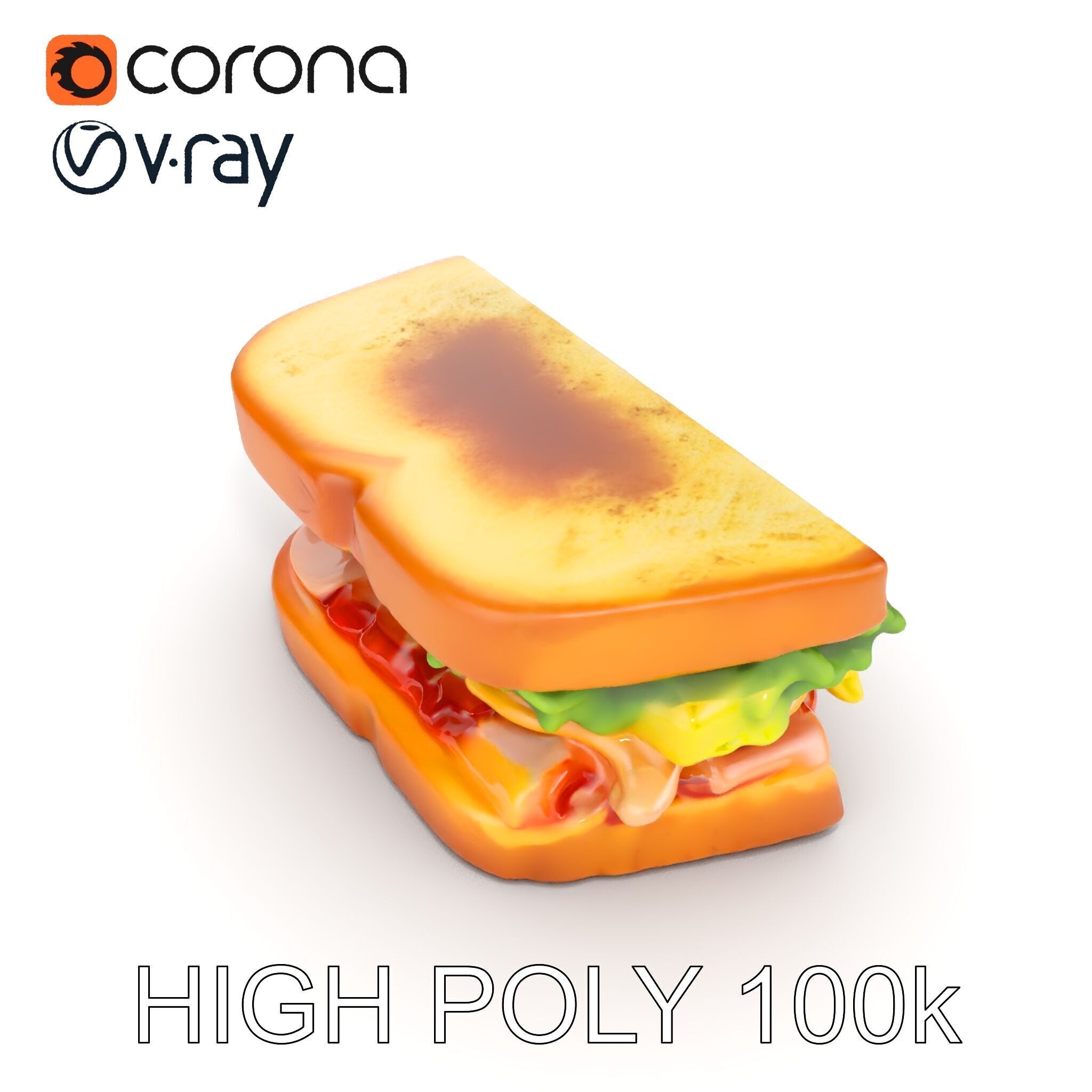 Realistic Sandwich Model Pack for D Rendering and Games Low-poly 3D model_26