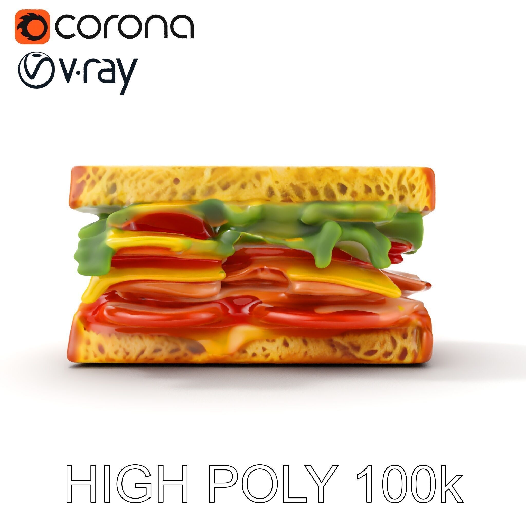 Realistic Sandwich Model Pack for D Rendering and Games Low-poly 3D model_20
