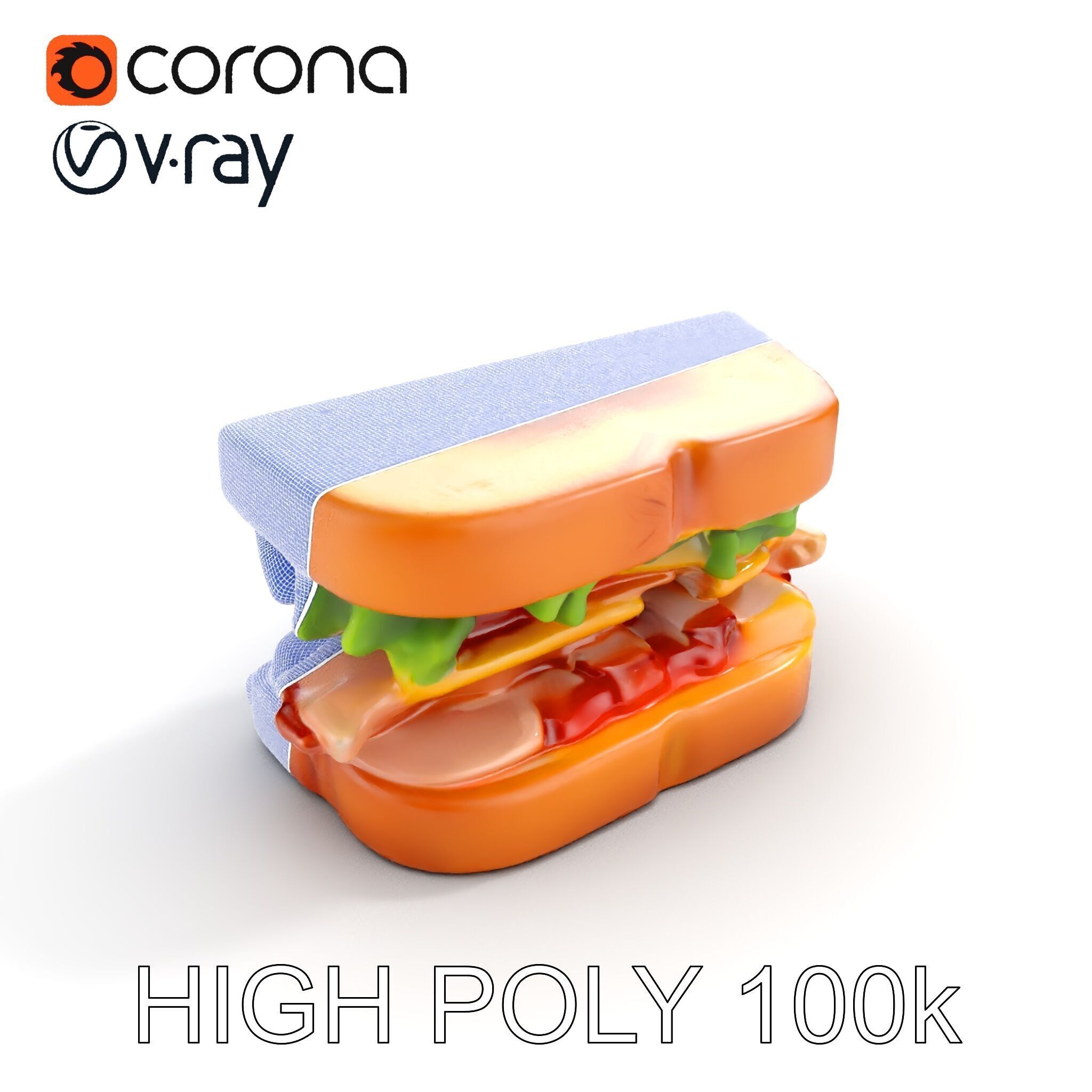 Realistic Sandwich Model Pack for D Rendering and Games Low-poly 3D model_15