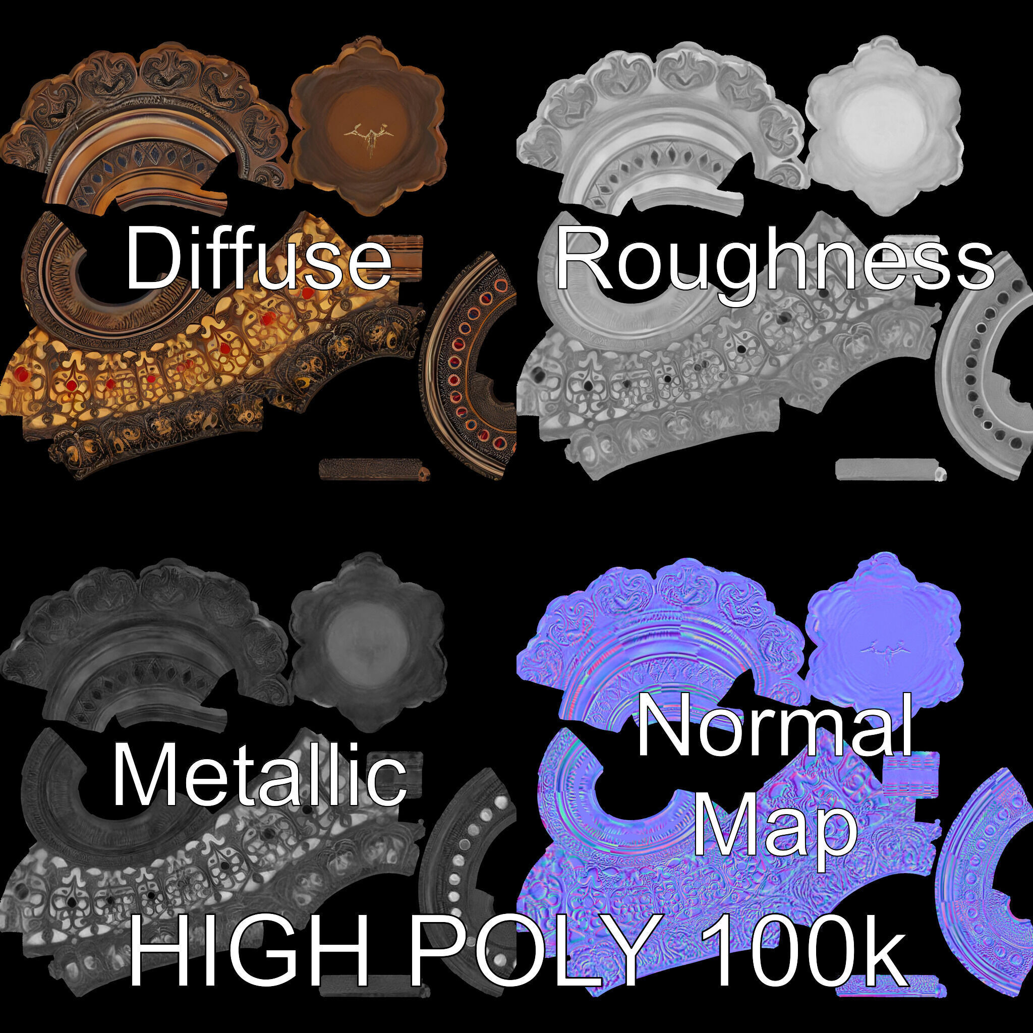 Ornate Vintage Lantern D Model Pack Low-poly 3D model_3