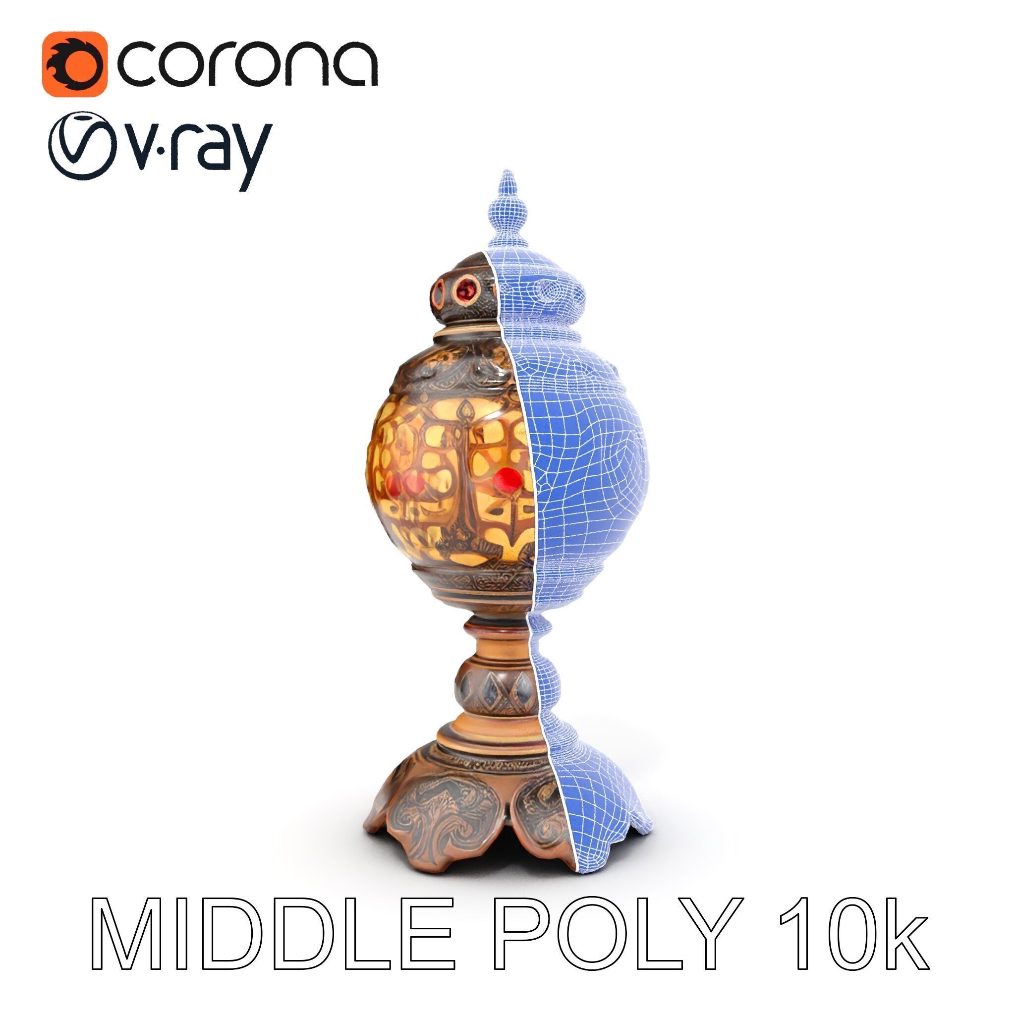 Ornate Vintage Lantern D Model Pack Low-poly 3D model_24