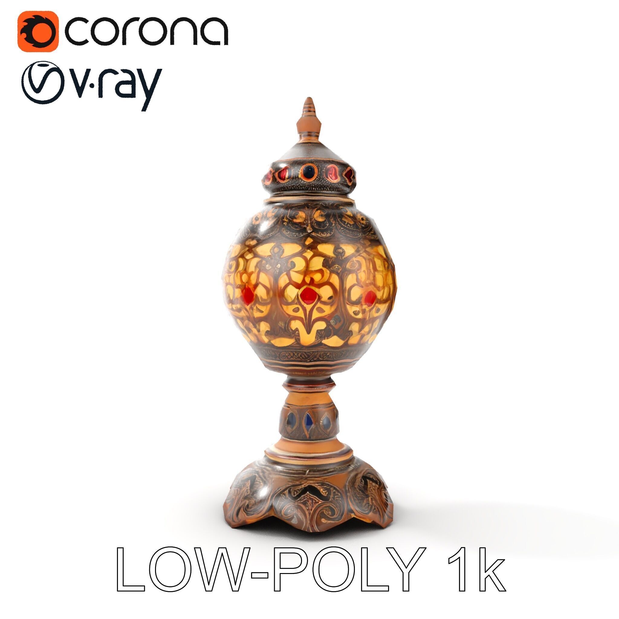 Ornate Vintage Lantern D Model Pack Low-poly 3D model_12