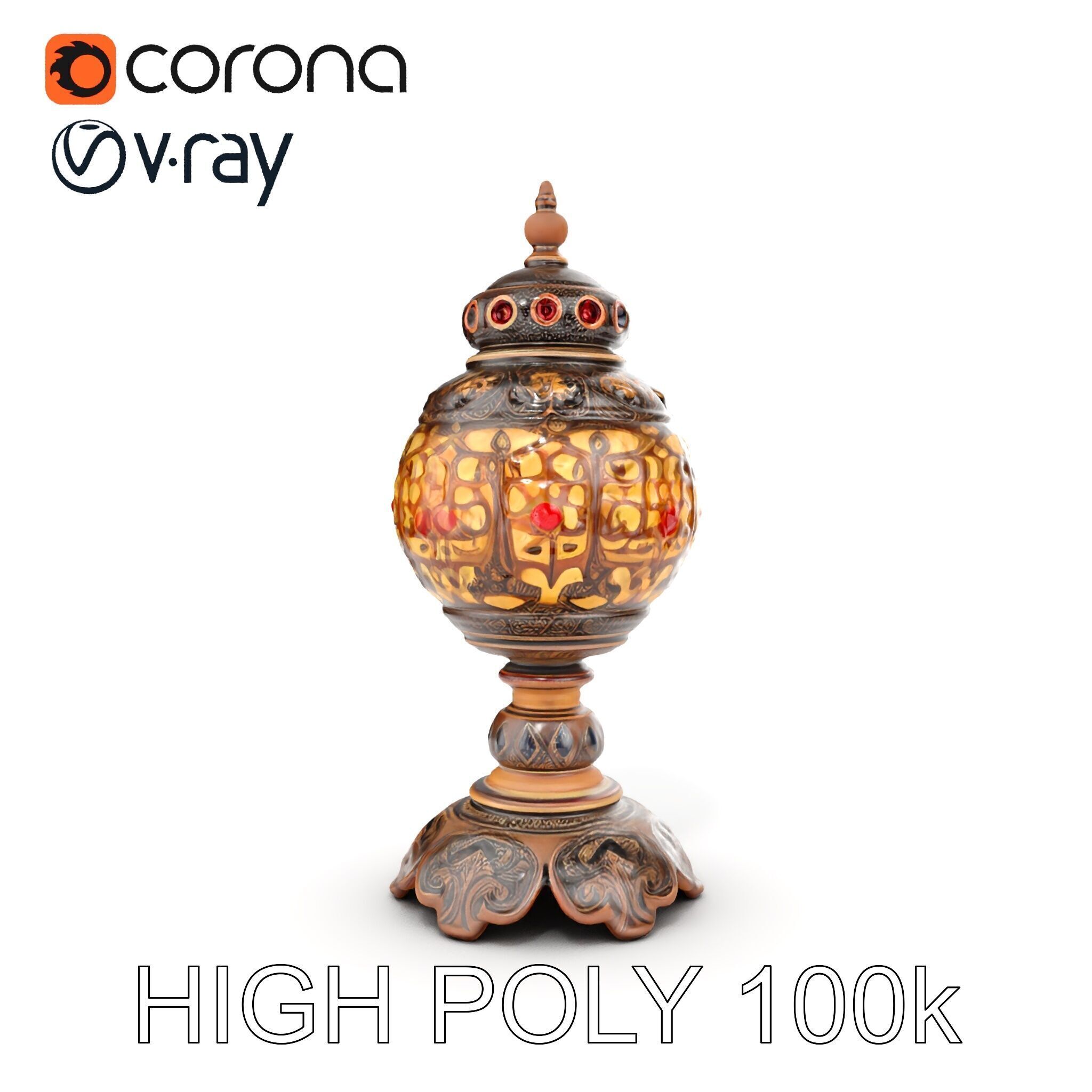 Ornate Vintage Lantern D Model Pack Low-poly 3D model_16