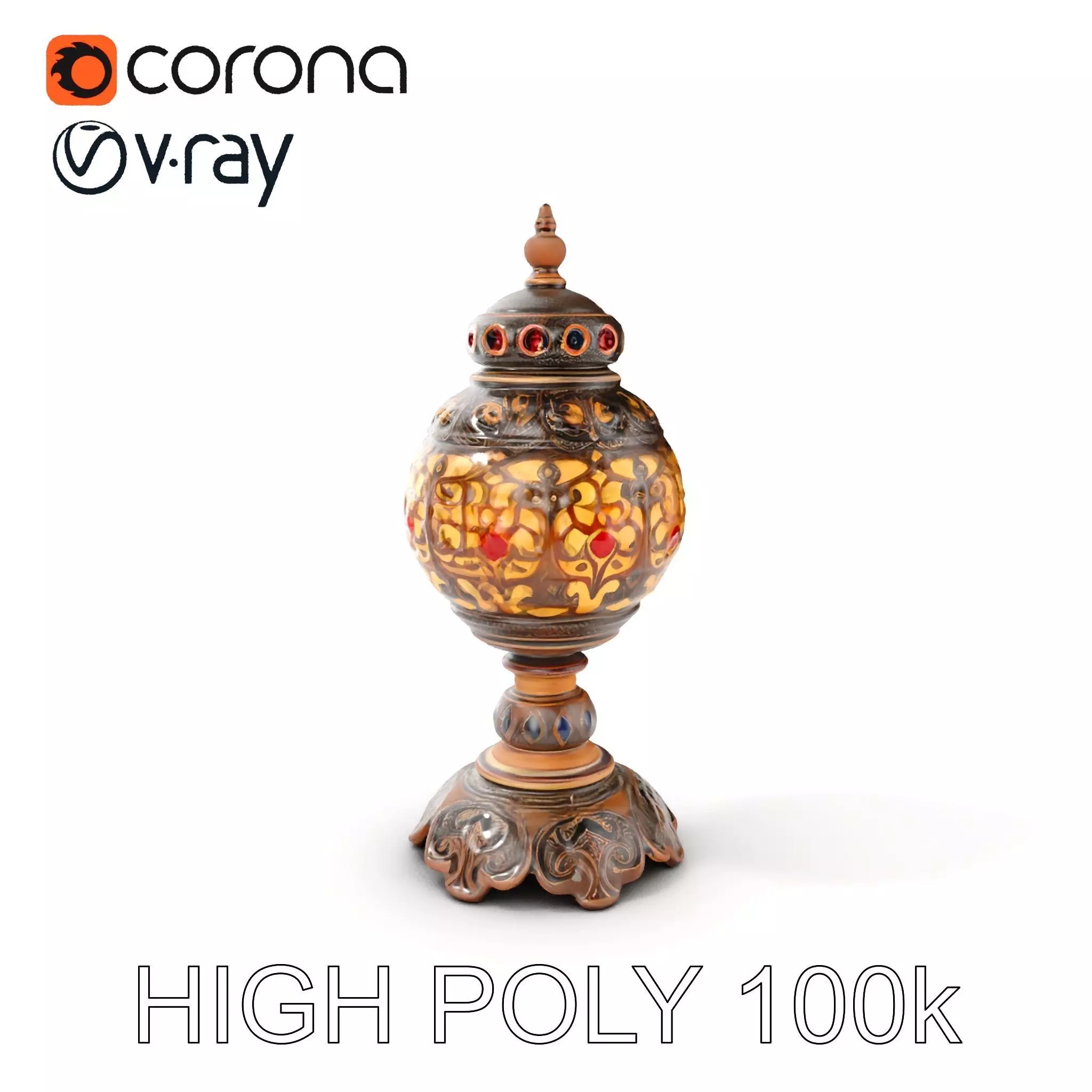 Ornate Vintage Lantern D Model Pack Low-poly 3D model_0