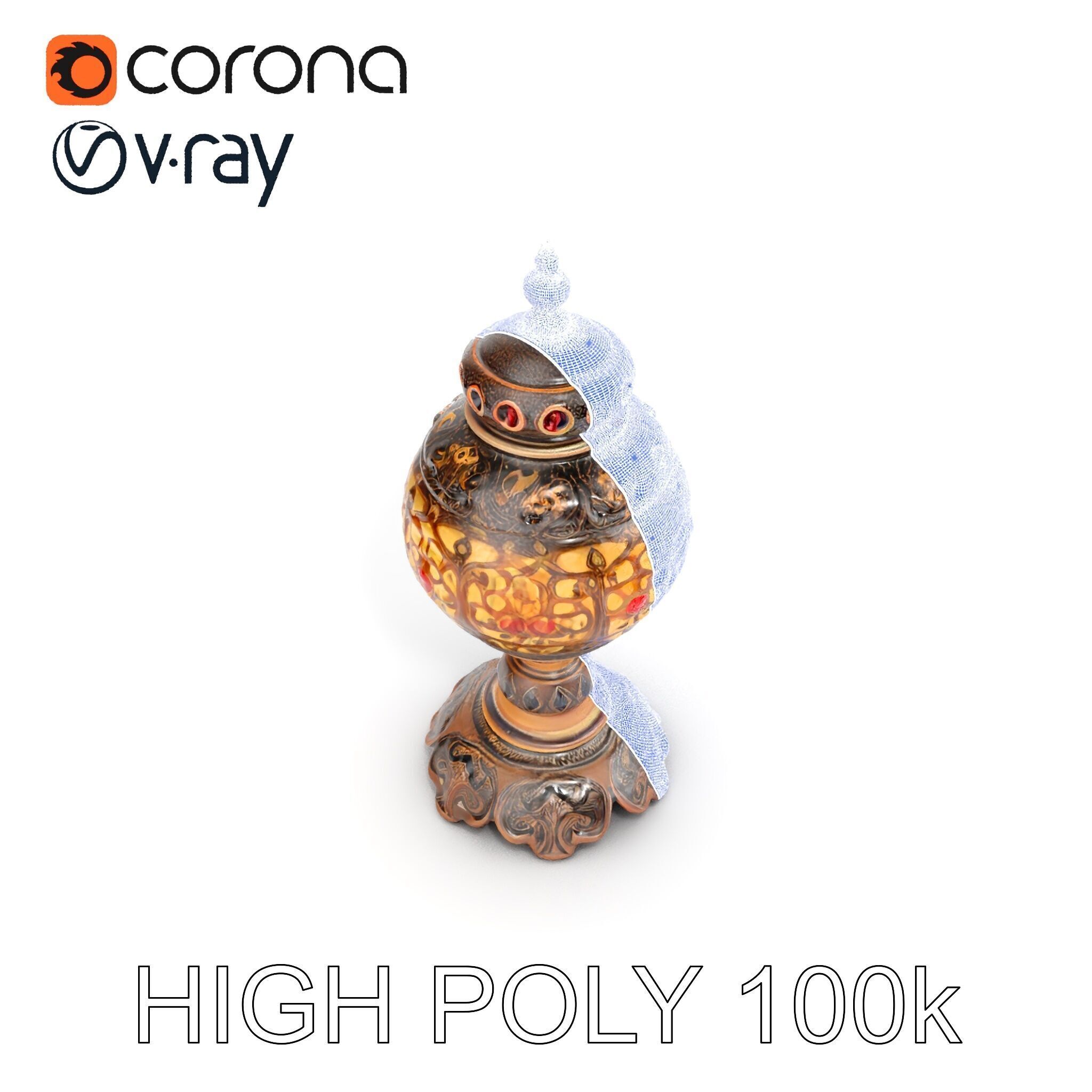 Ornate Vintage Lantern D Model Pack Low-poly 3D model_35