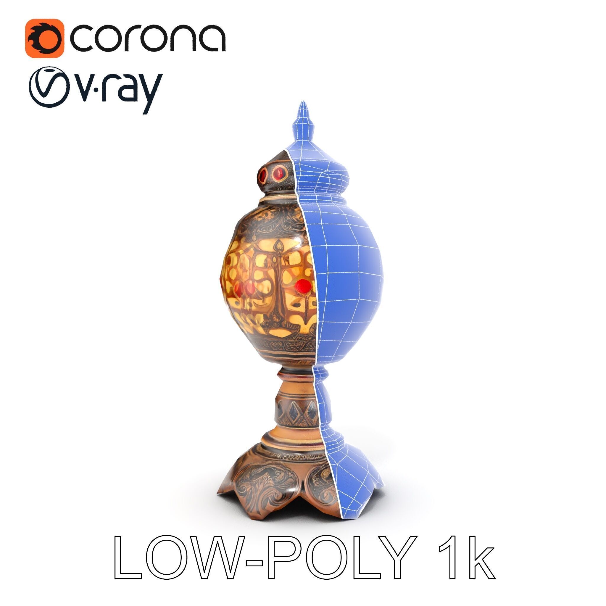Ornate Vintage Lantern D Model Pack Low-poly 3D model_31