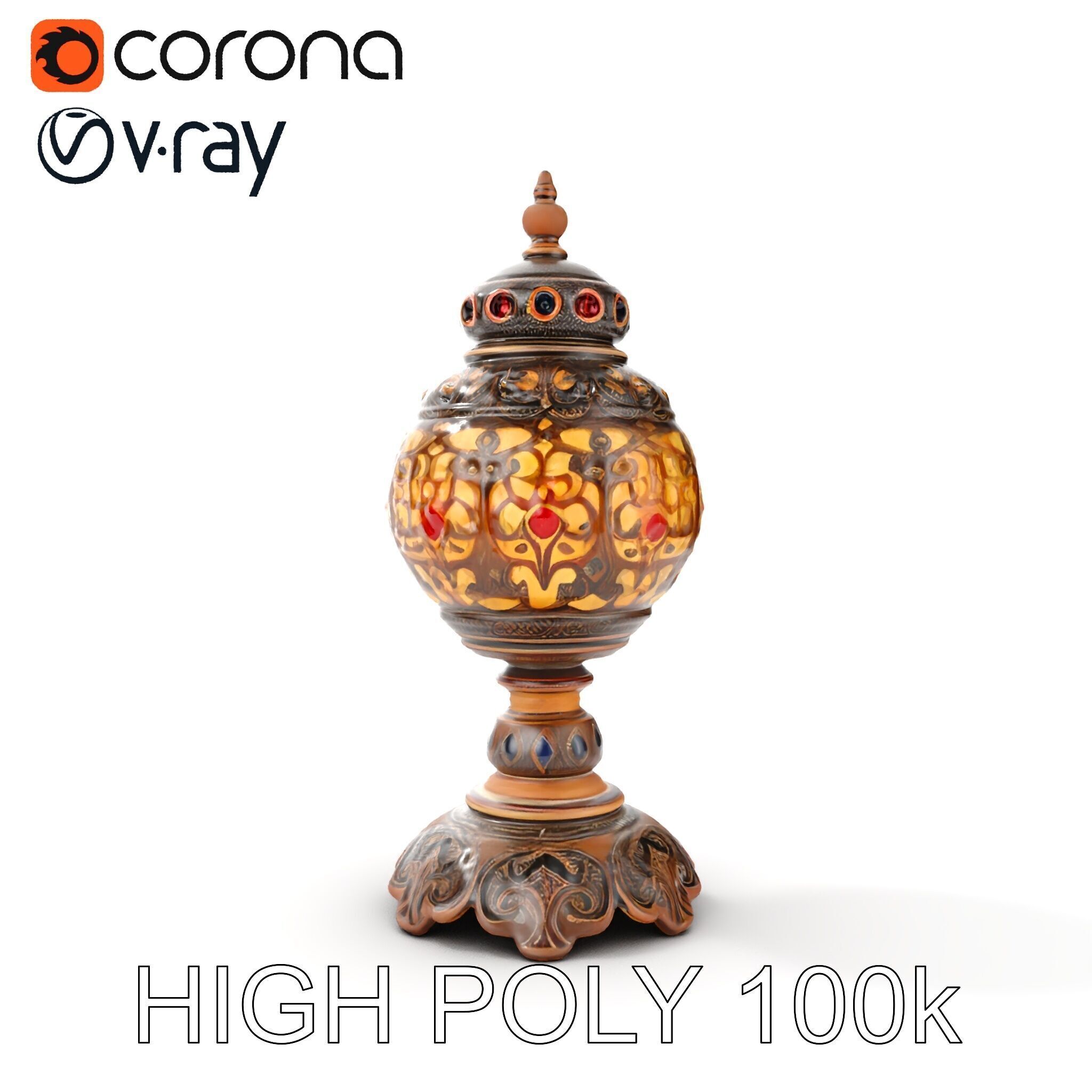 Ornate Vintage Lantern D Model Pack Low-poly 3D model_13