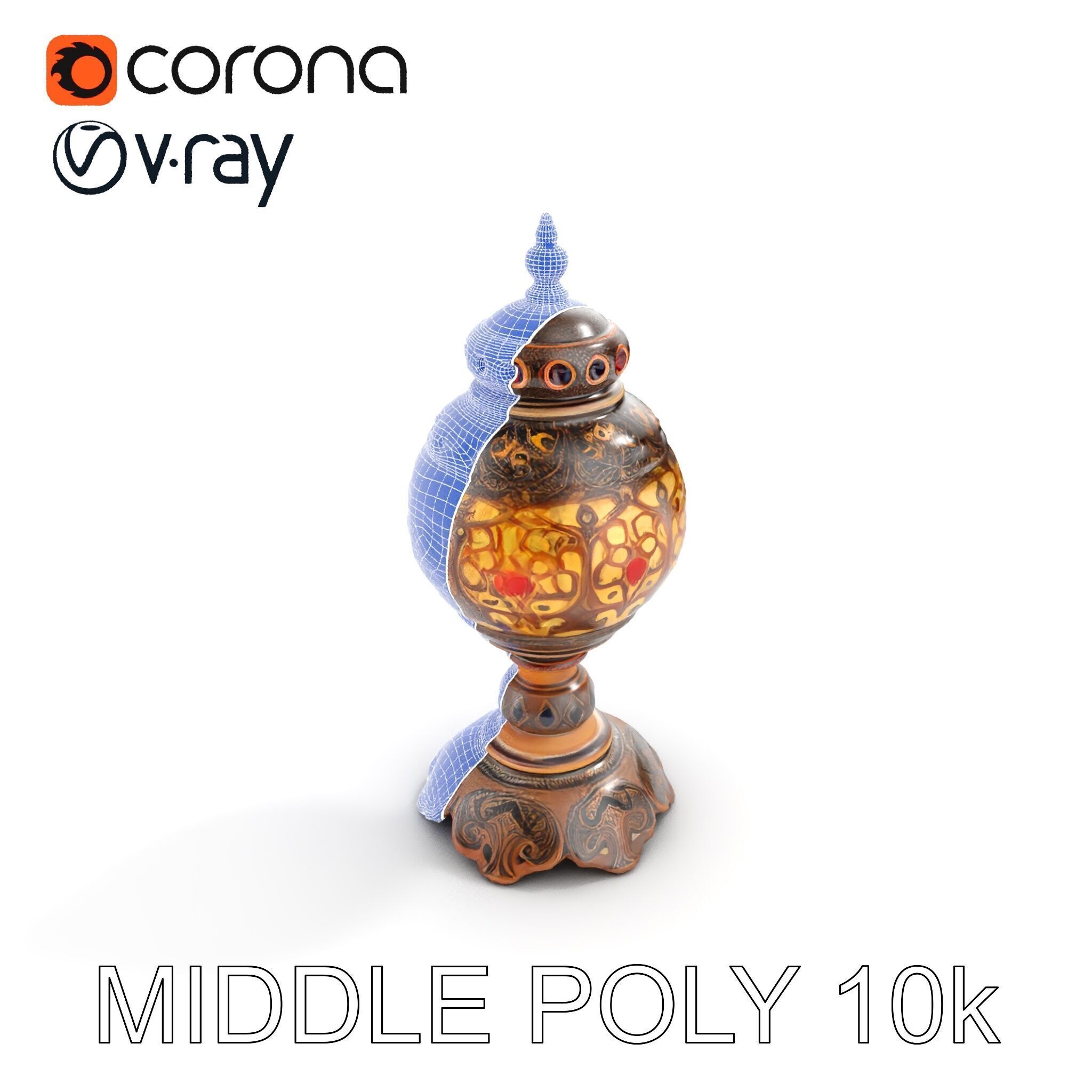 Ornate Vintage Lantern D Model Pack Low-poly 3D model_17