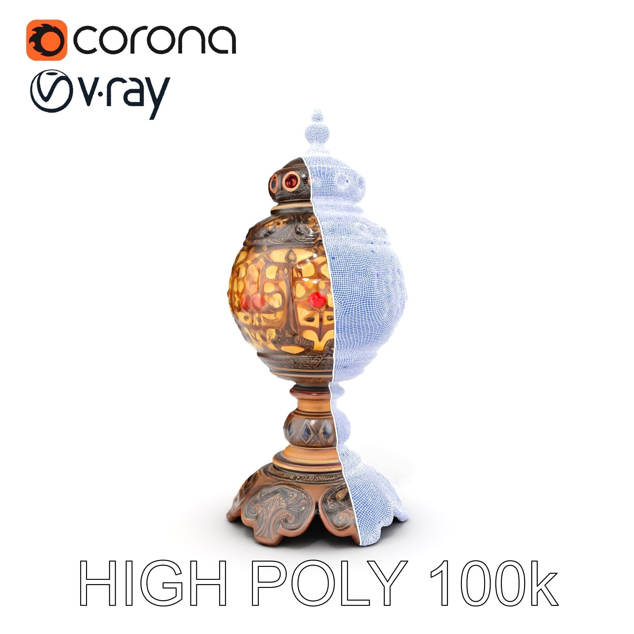 Ornate Vintage Lantern D Model Pack Low-poly 3D model_32