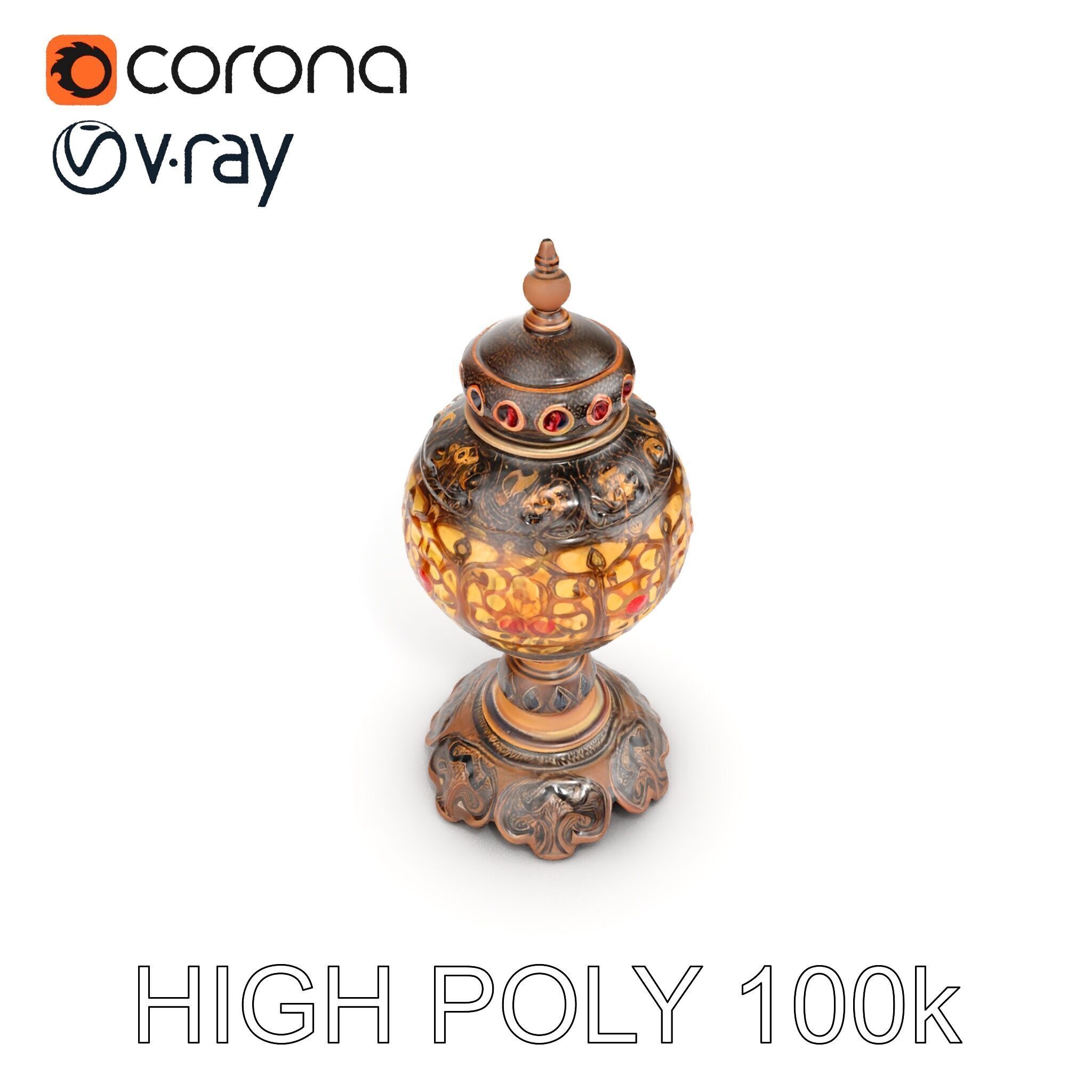 Ornate Vintage Lantern D Model Pack Low-poly 3D model_19
