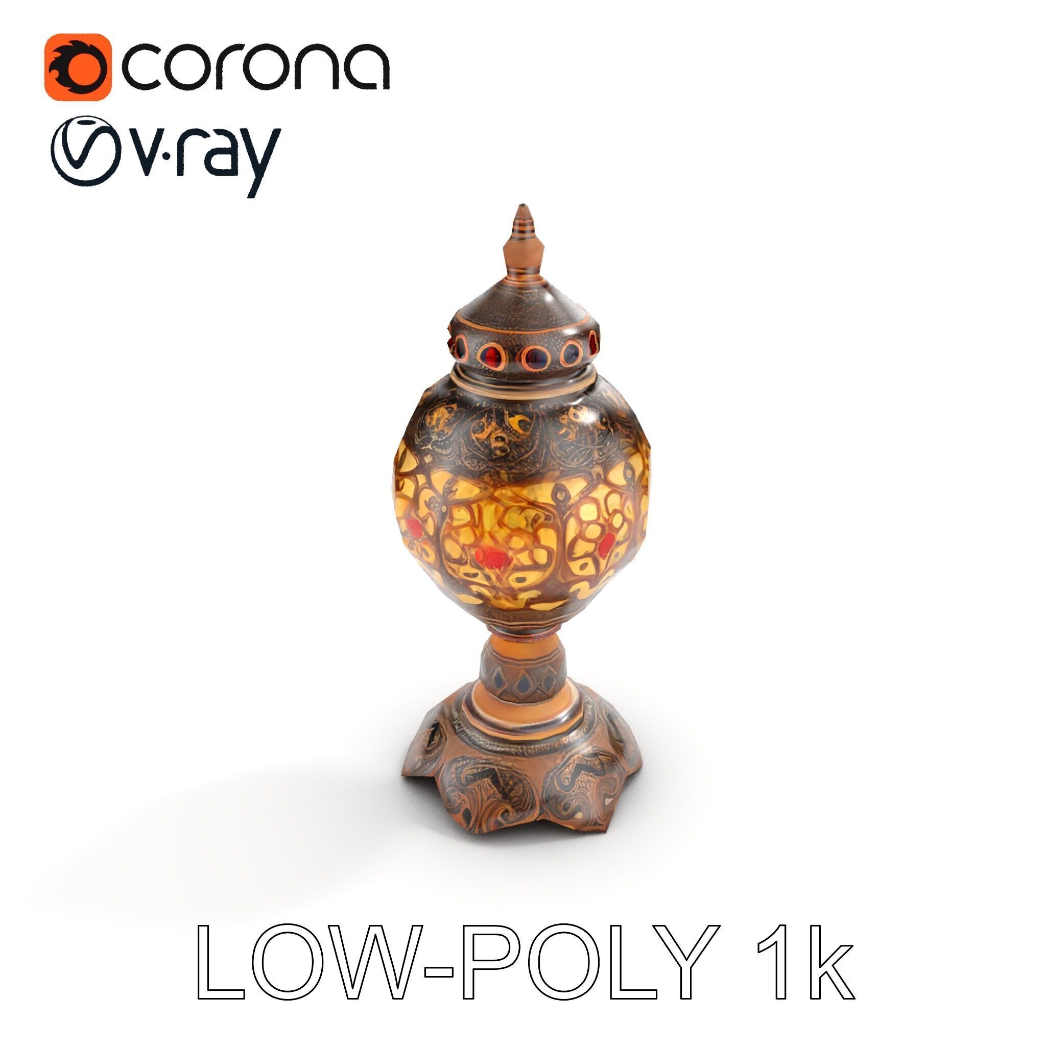 Ornate Vintage Lantern D Model Pack Low-poly 3D model_7