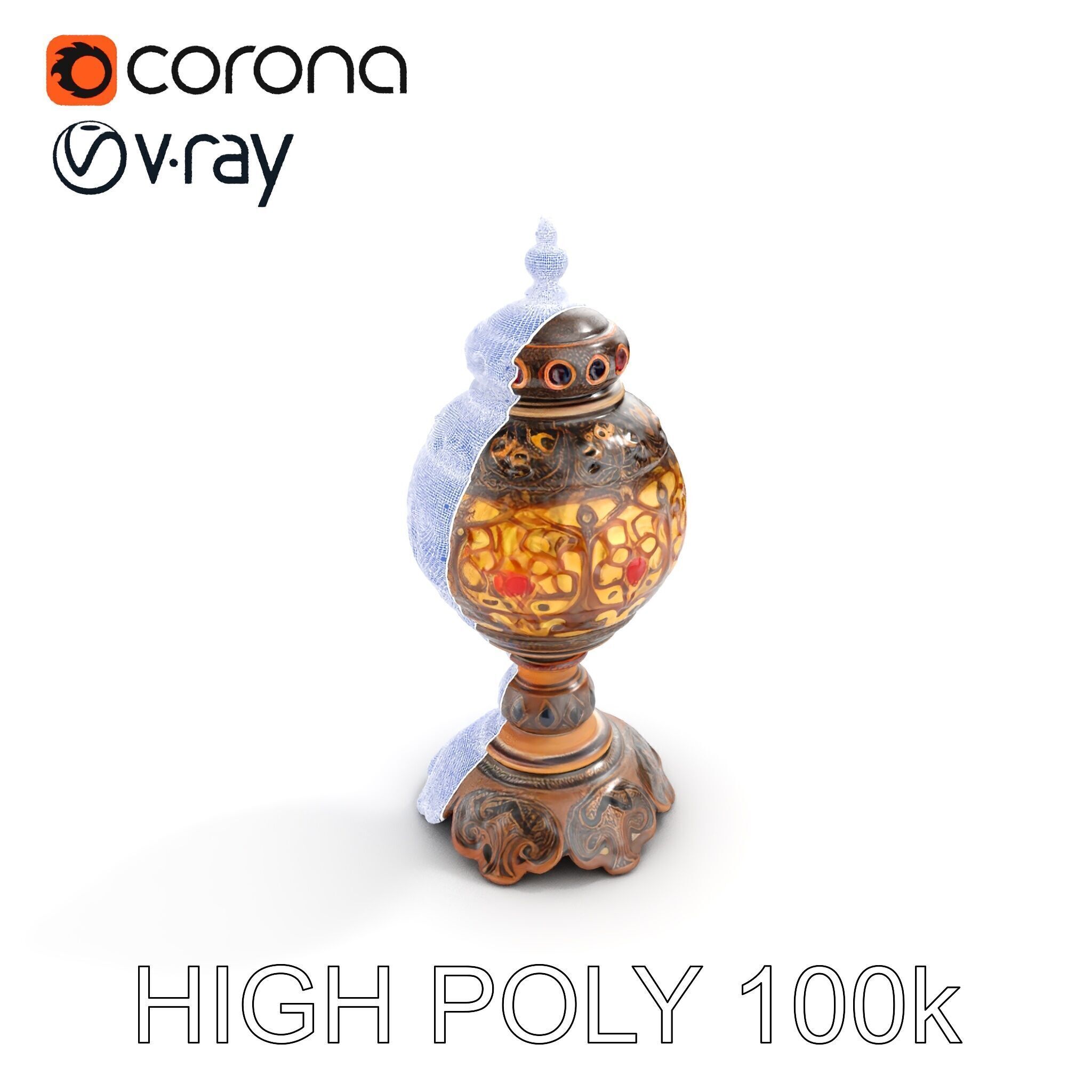 Ornate Vintage Lantern D Model Pack Low-poly 3D model_29