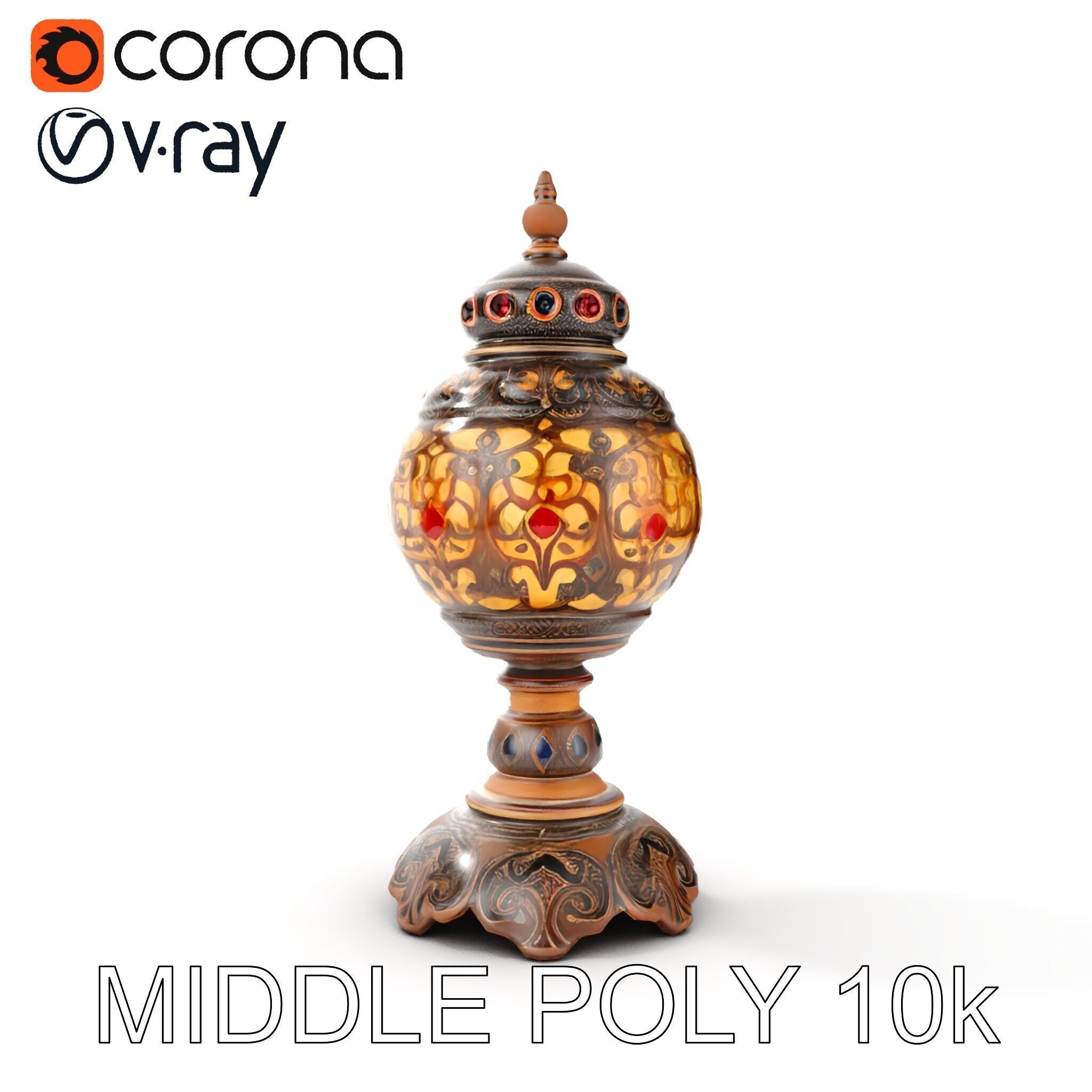 Ornate Vintage Lantern D Model Pack Low-poly 3D model_8