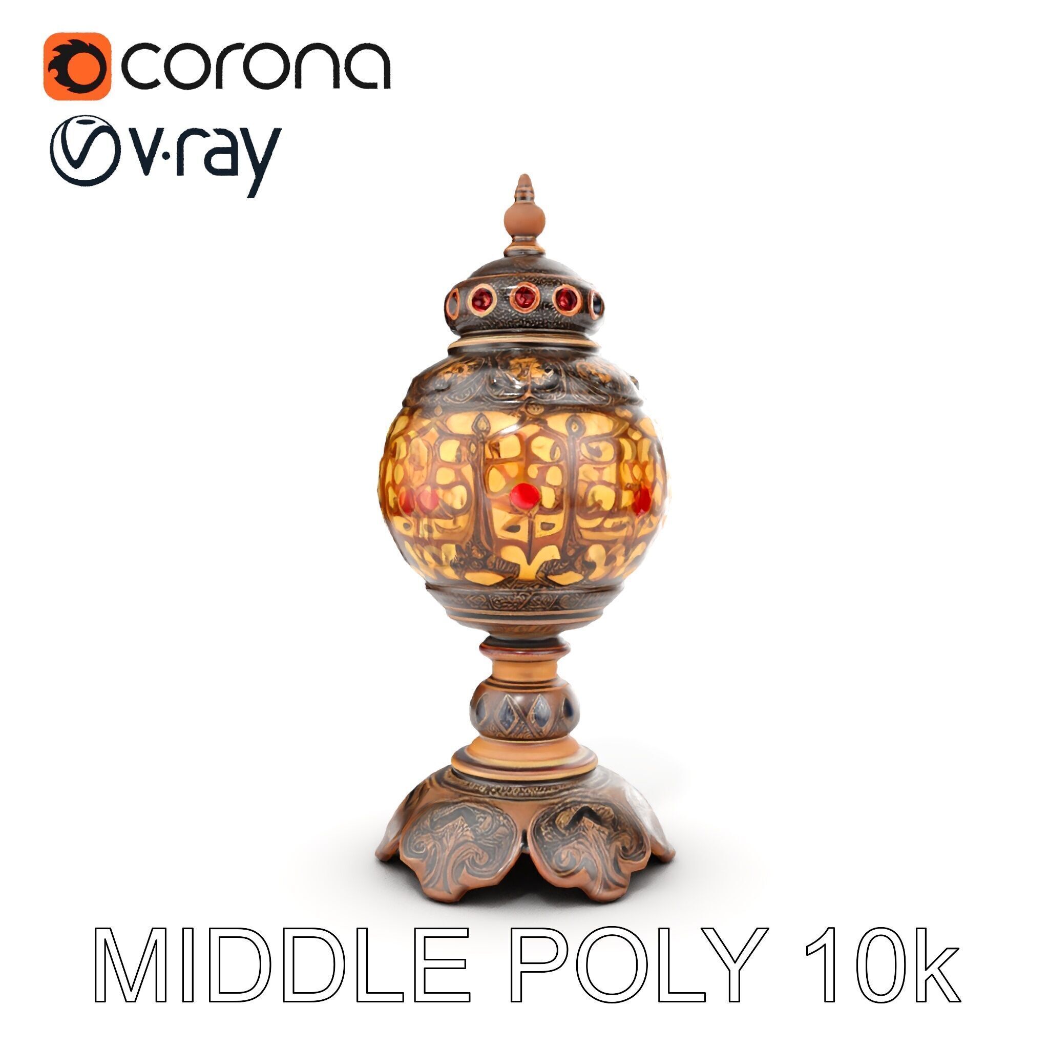 Ornate Vintage Lantern D Model Pack Low-poly 3D model_6