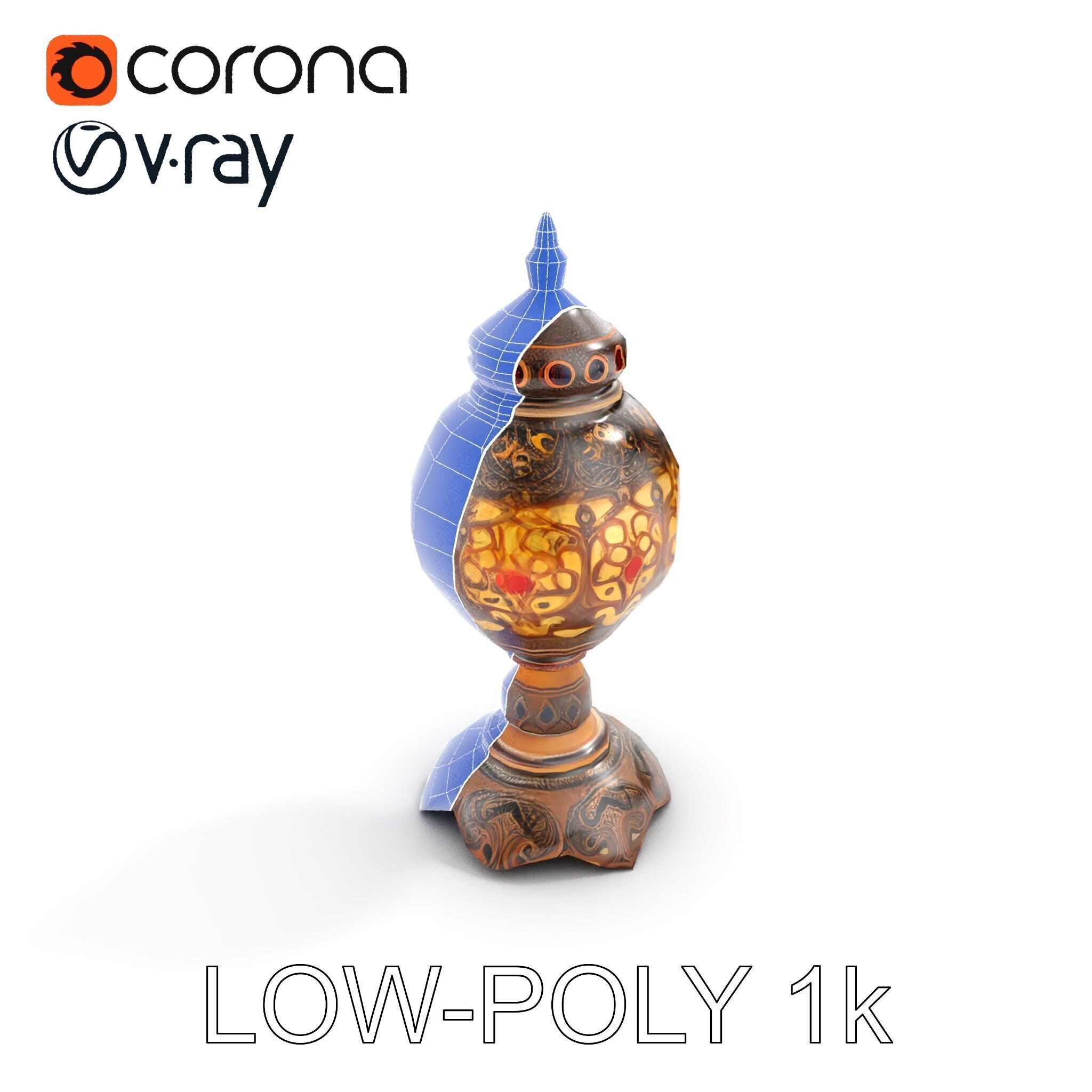 Ornate Vintage Lantern D Model Pack Low-poly 3D model_23