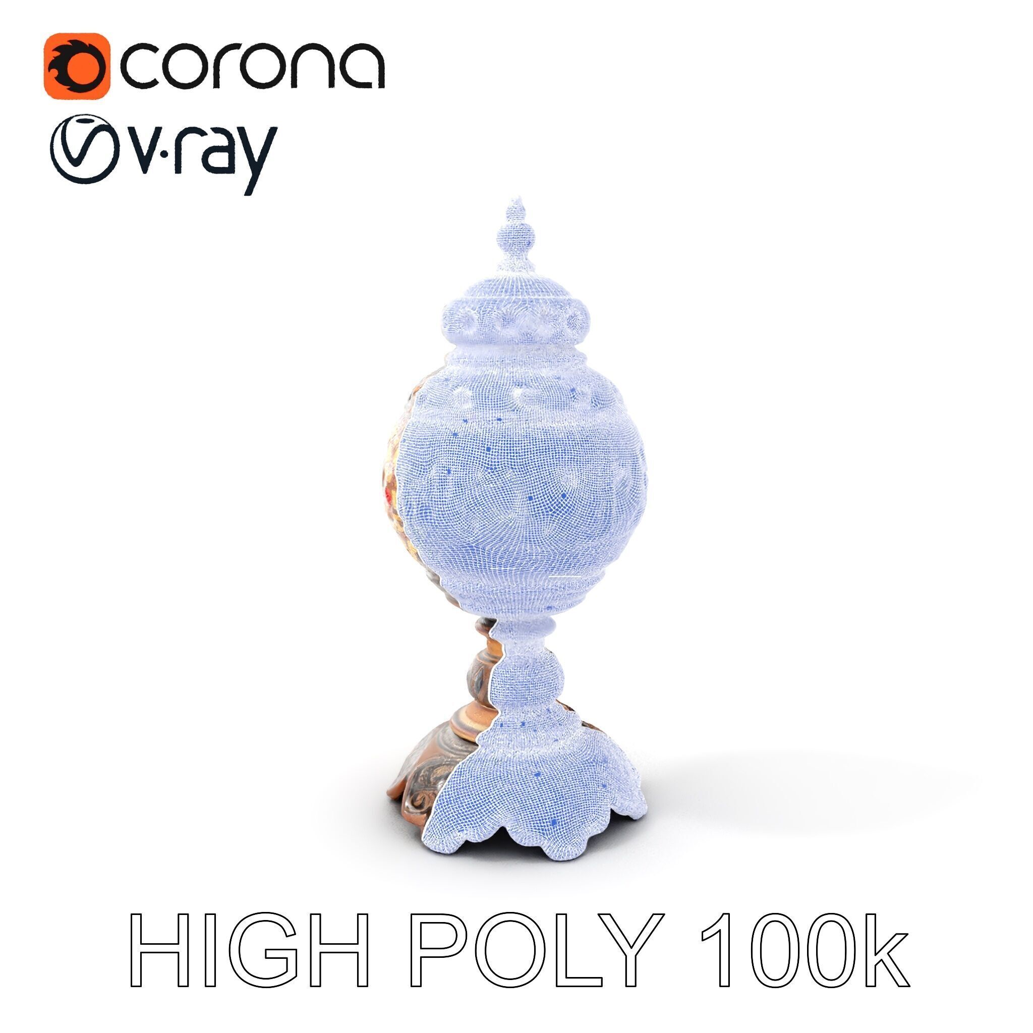 Ornate Vintage Lantern D Model Pack Low-poly 3D model_4