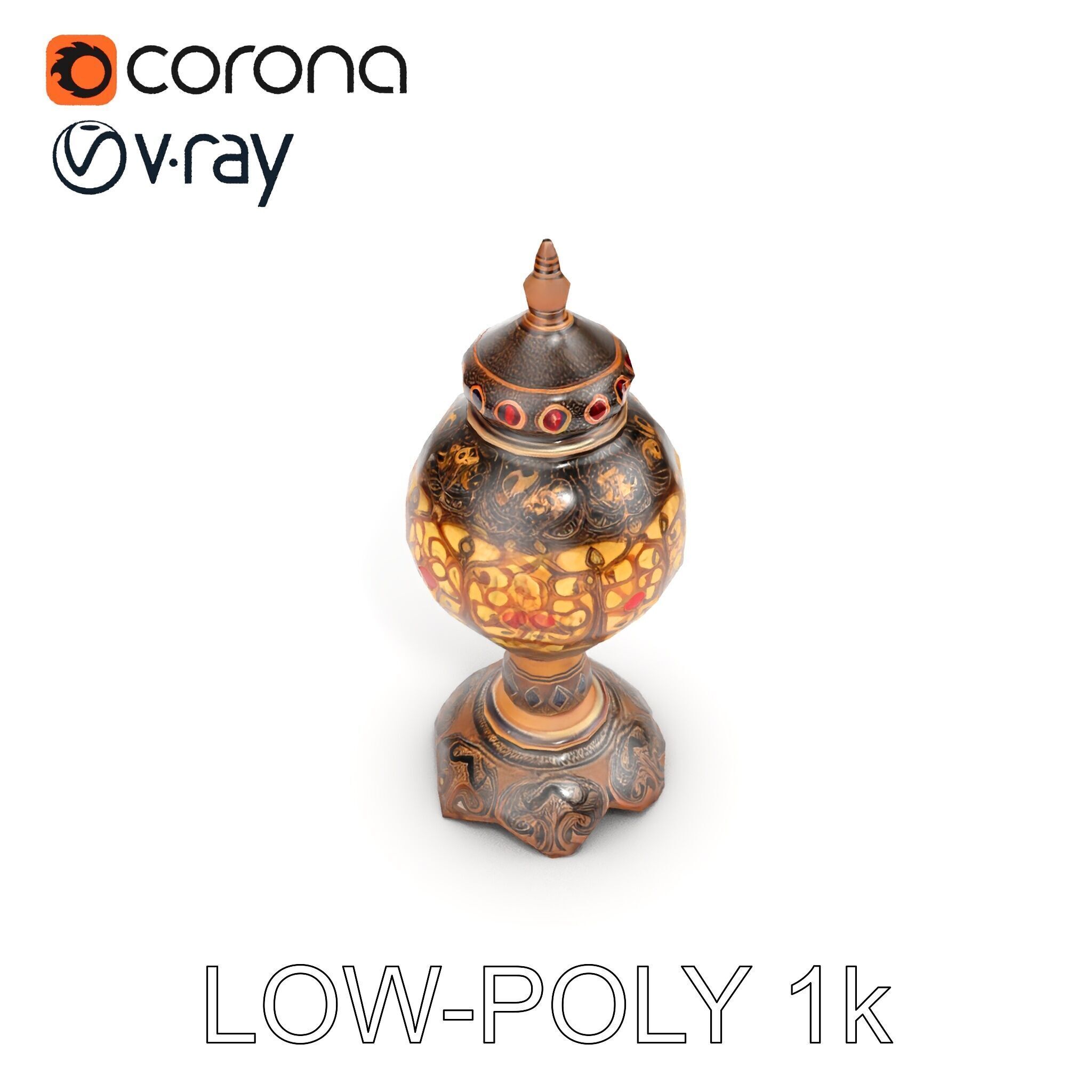 Ornate Vintage Lantern D Model Pack Low-poly 3D model_9