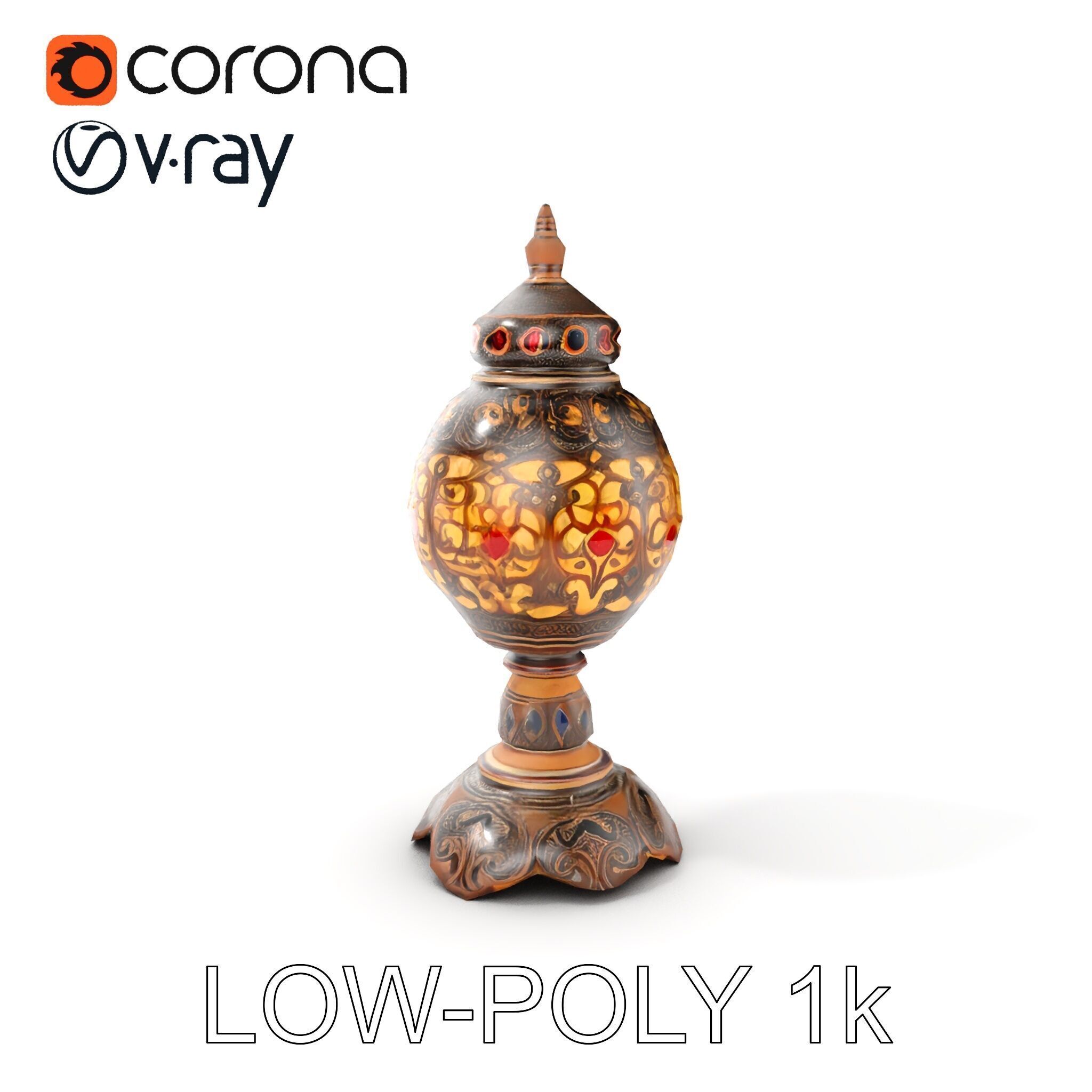Ornate Vintage Lantern D Model Pack Low-poly 3D model_15