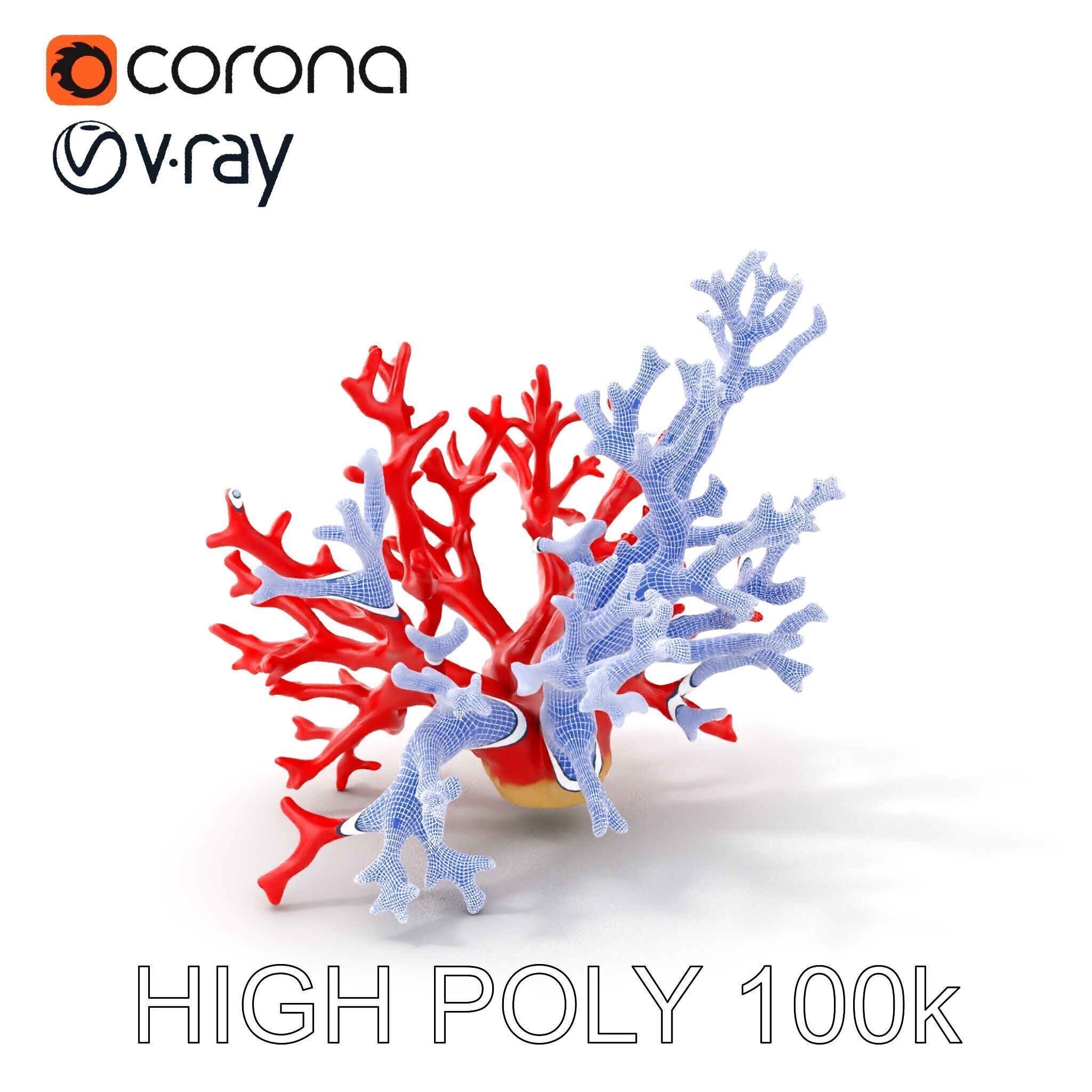 Red Coral Model Pack for Oceanic Environments Low-poly 3D model_4