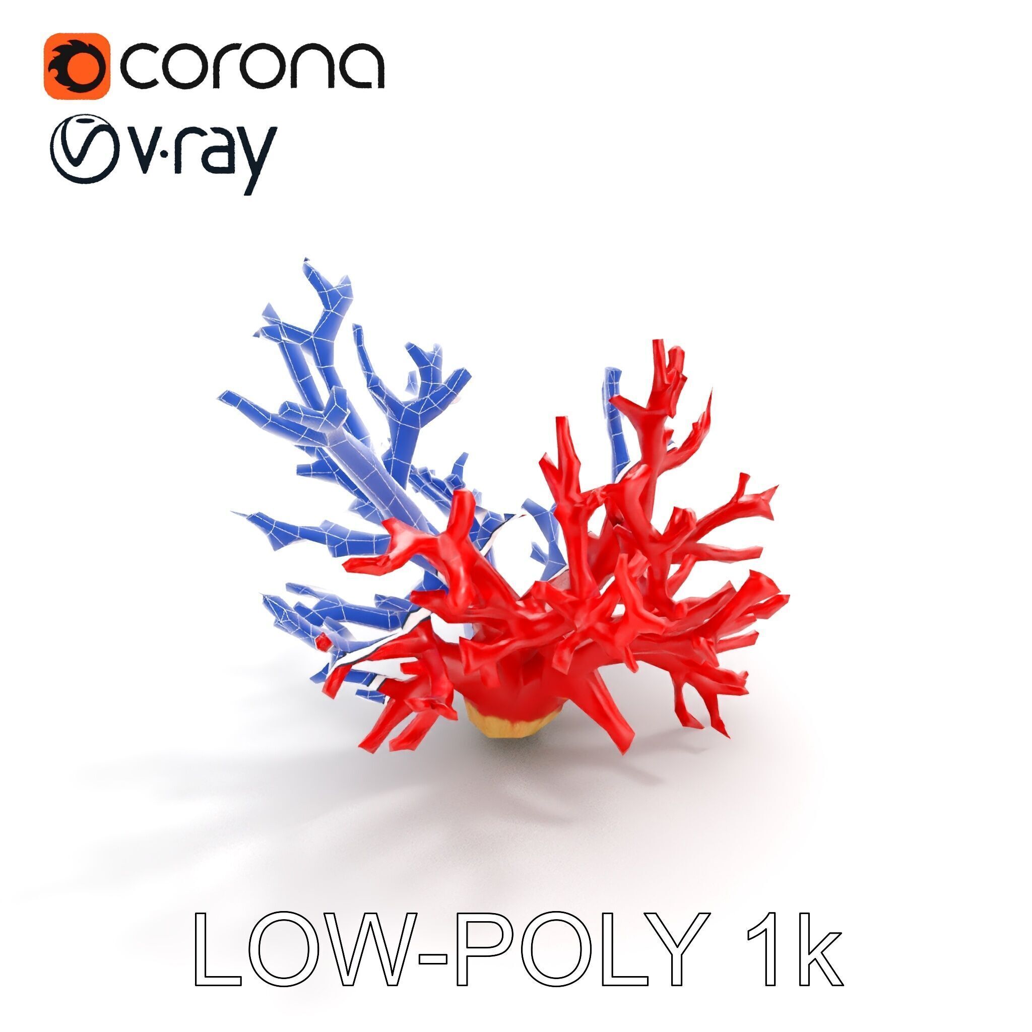Red Coral Model Pack for Oceanic Environments Low-poly 3D model_25
