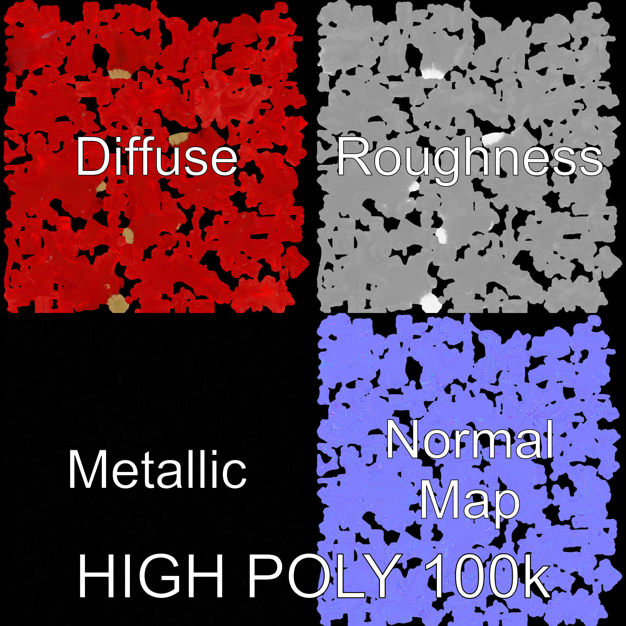 Red Coral Model Pack for Oceanic Environments Low-poly 3D model_3