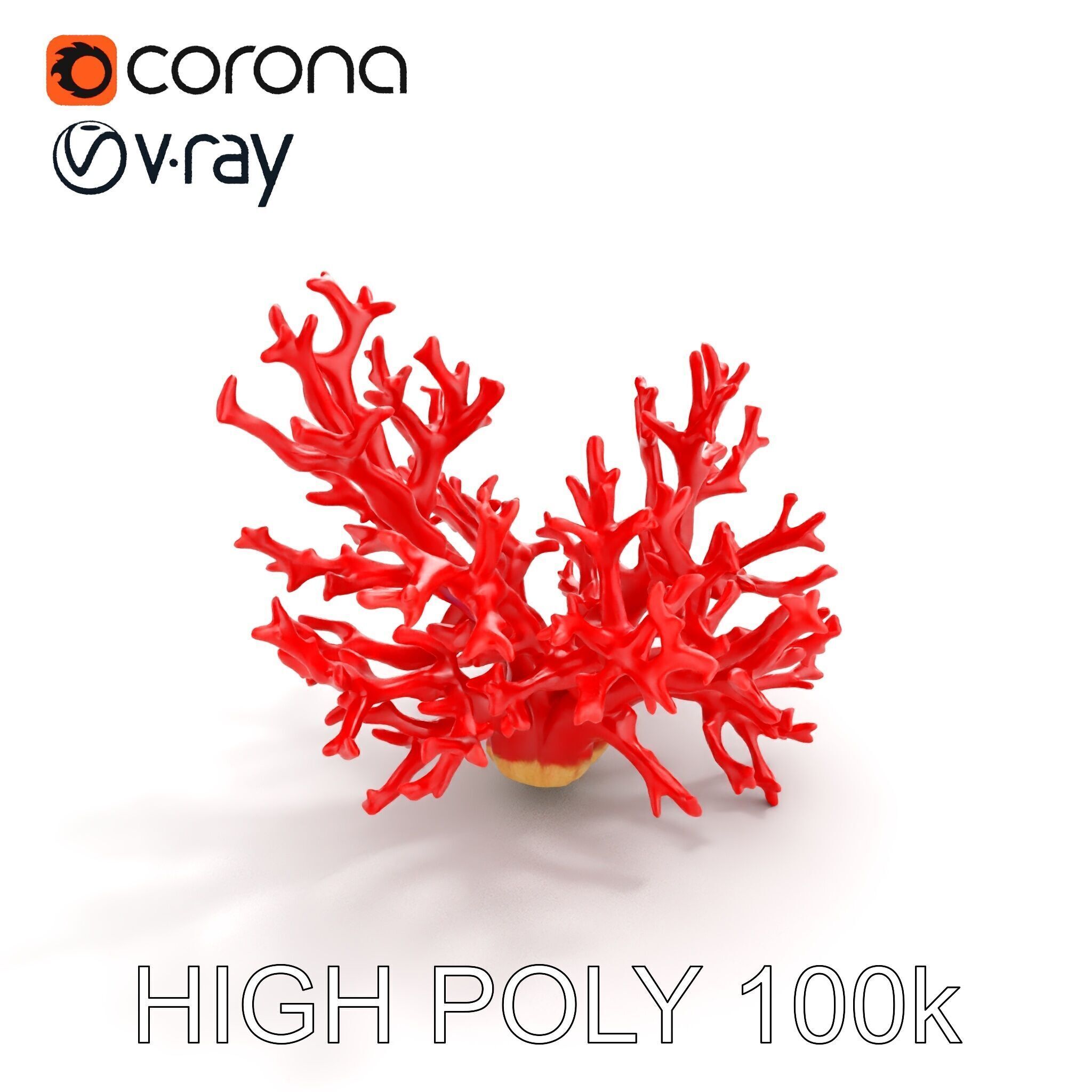 Red Coral Model Pack for Oceanic Environments Low-poly 3D model_10