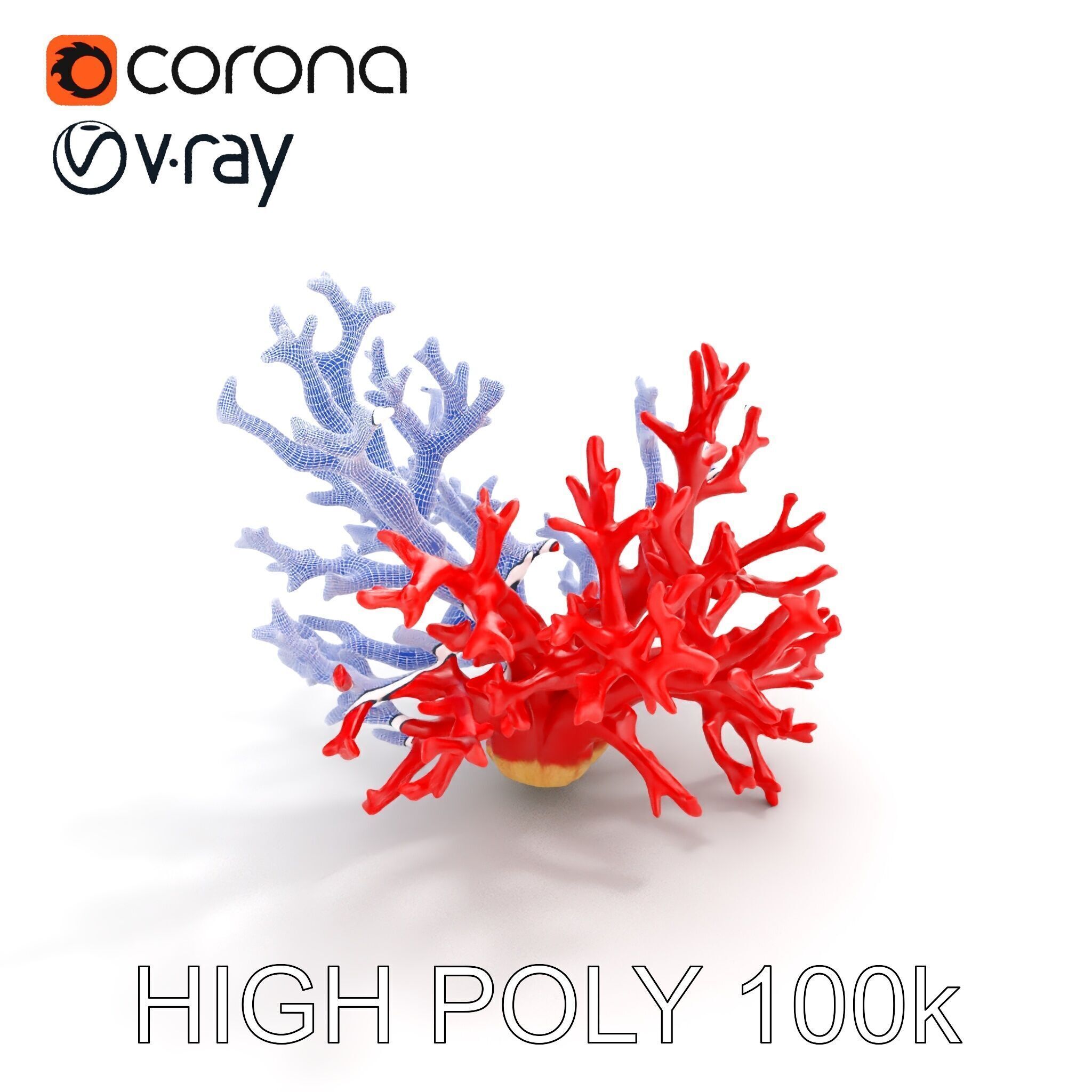 Red Coral Model Pack for Oceanic Environments Low-poly 3D model_29