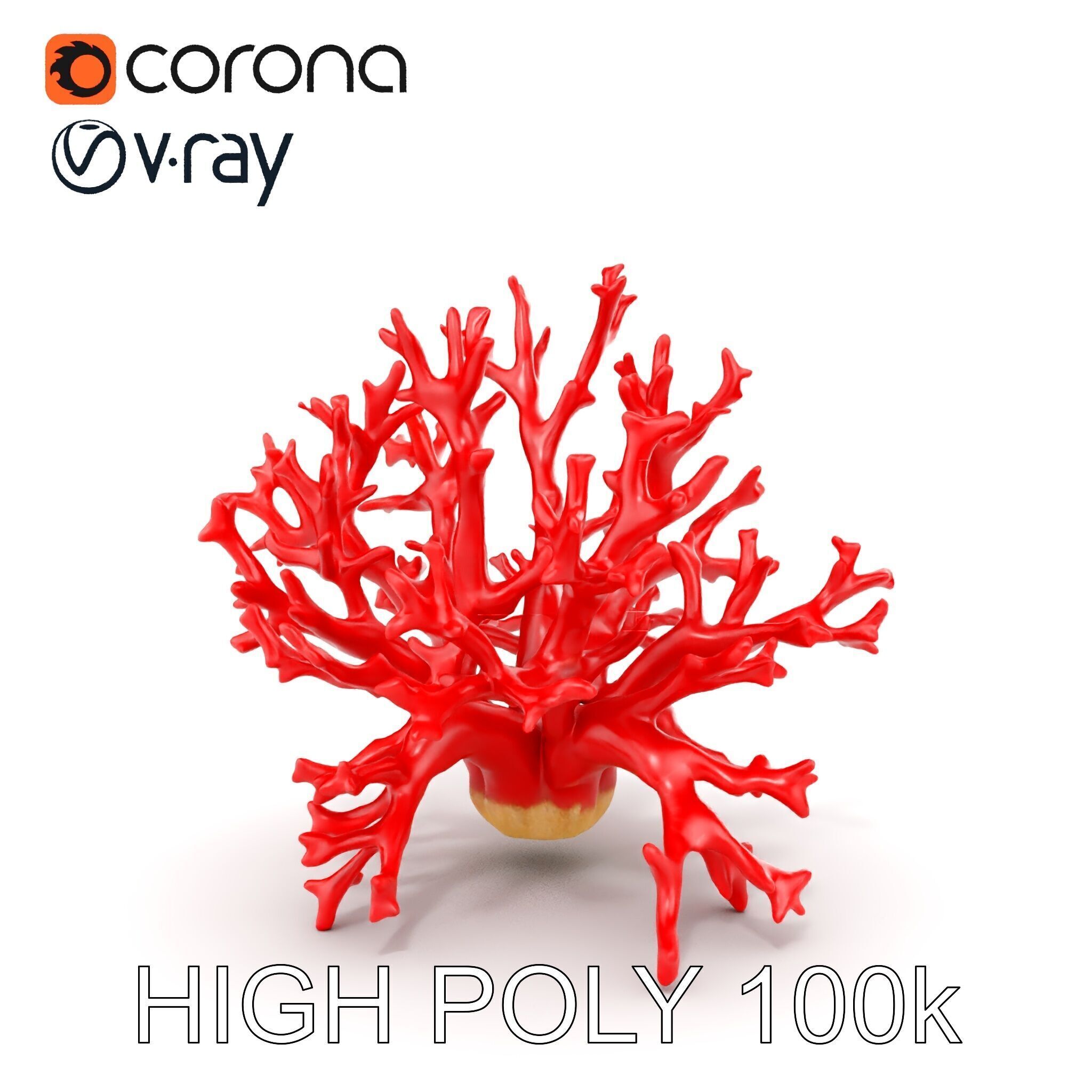 Red Coral Model Pack for Oceanic Environments Low-poly 3D model_26
