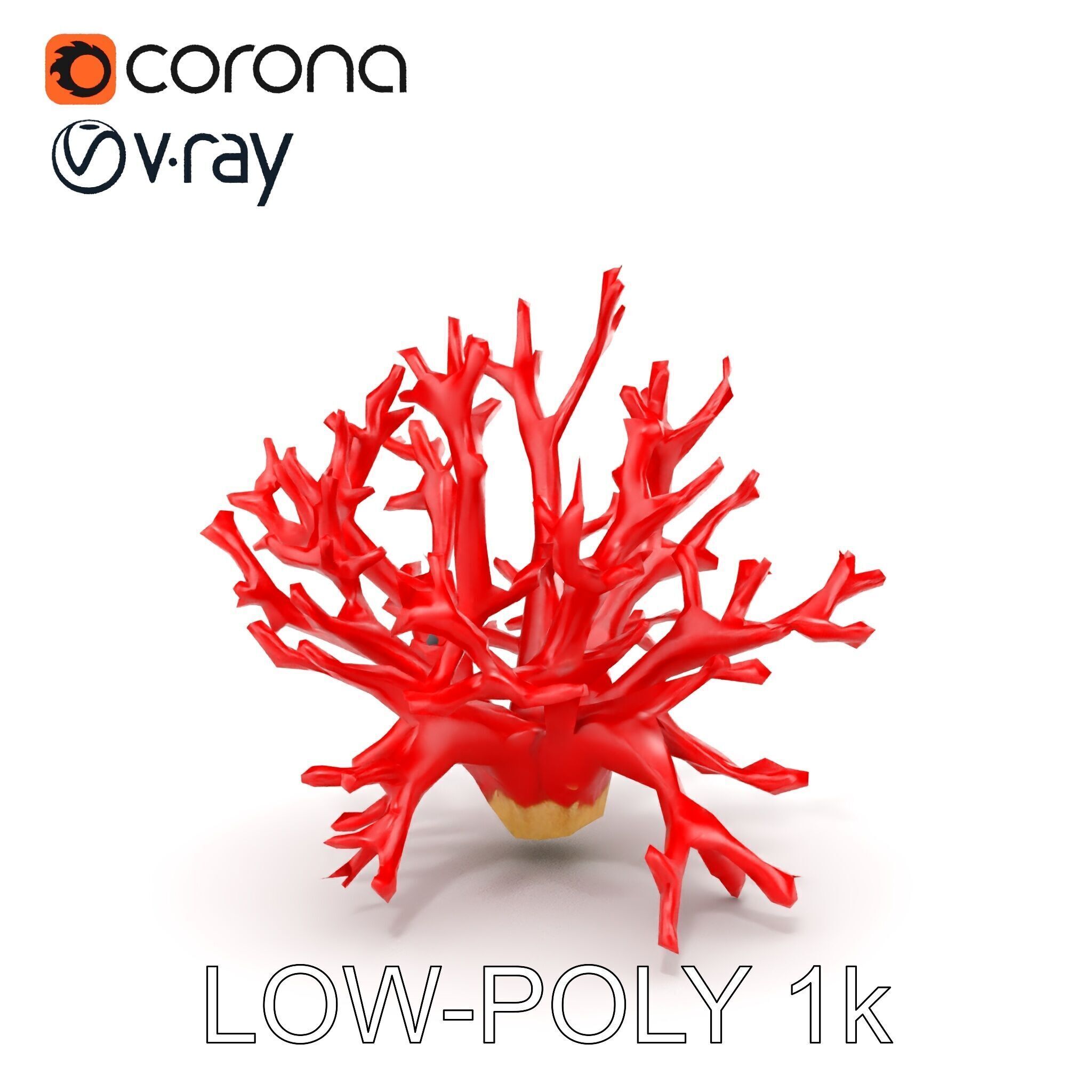 Red Coral Model Pack for Oceanic Environments Low-poly 3D model_7